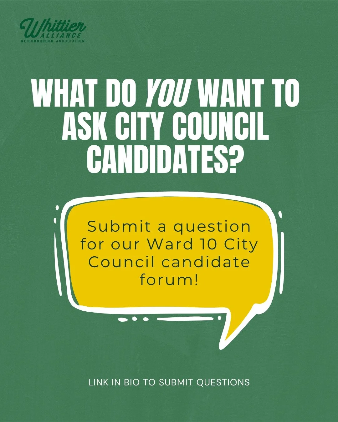 We're co-hosting a Ward 10 candidate forum on Tuesday, October 7 from 7-8:30pm at @queermunitymn. If you live in Whittier, you live in Ward 10!

Ward 10 City Council candidates are Aisha Chughtai (incumbent), Lydia Millard, and DeShanneon Grimes.

If