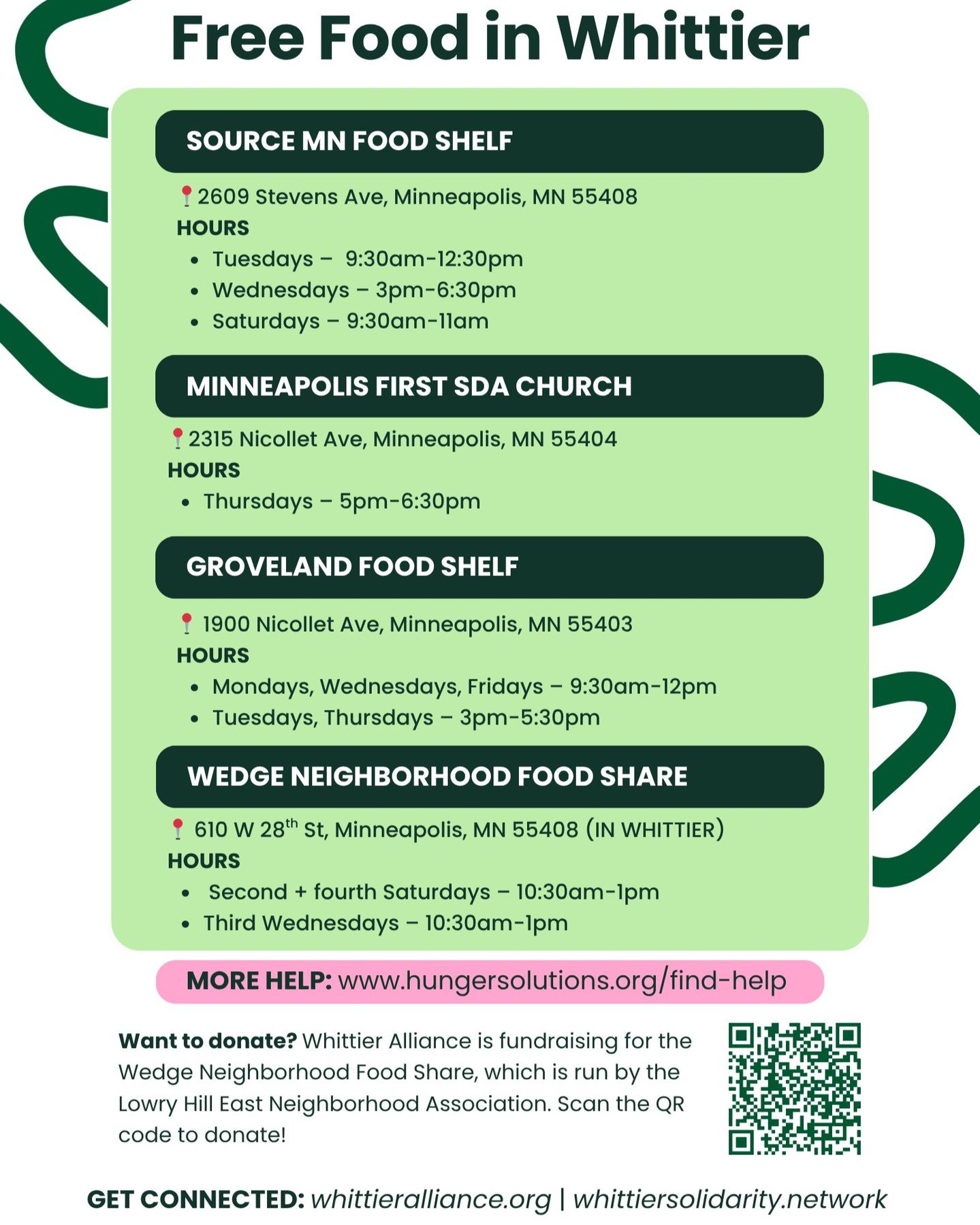 📝 UPDATE: We posted these graphics previously with an error in the addresses. We've now deleted that post--please share this corrected version instead!

GET FOOD + GIVE BACK
SNAP benefits are still paused. Here's what you can do.

🥫 Need food? Chec