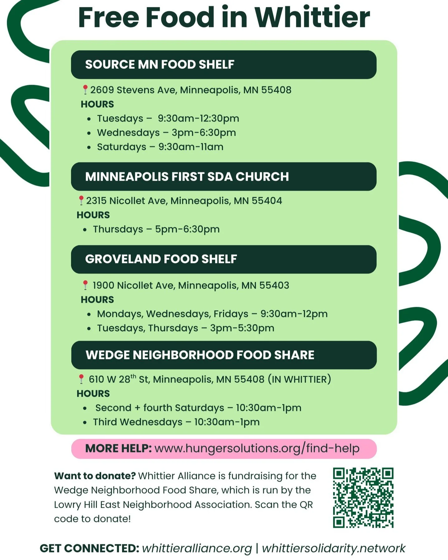 📝 UPDATE: We posted these graphics previously with an error in the addresses. We've now deleted that post--please share this corrected version instead!

GET FOOD + GIVE BACK
SNAP benefits are still paused. Here's what you can do.

🥫 Need food? Chec