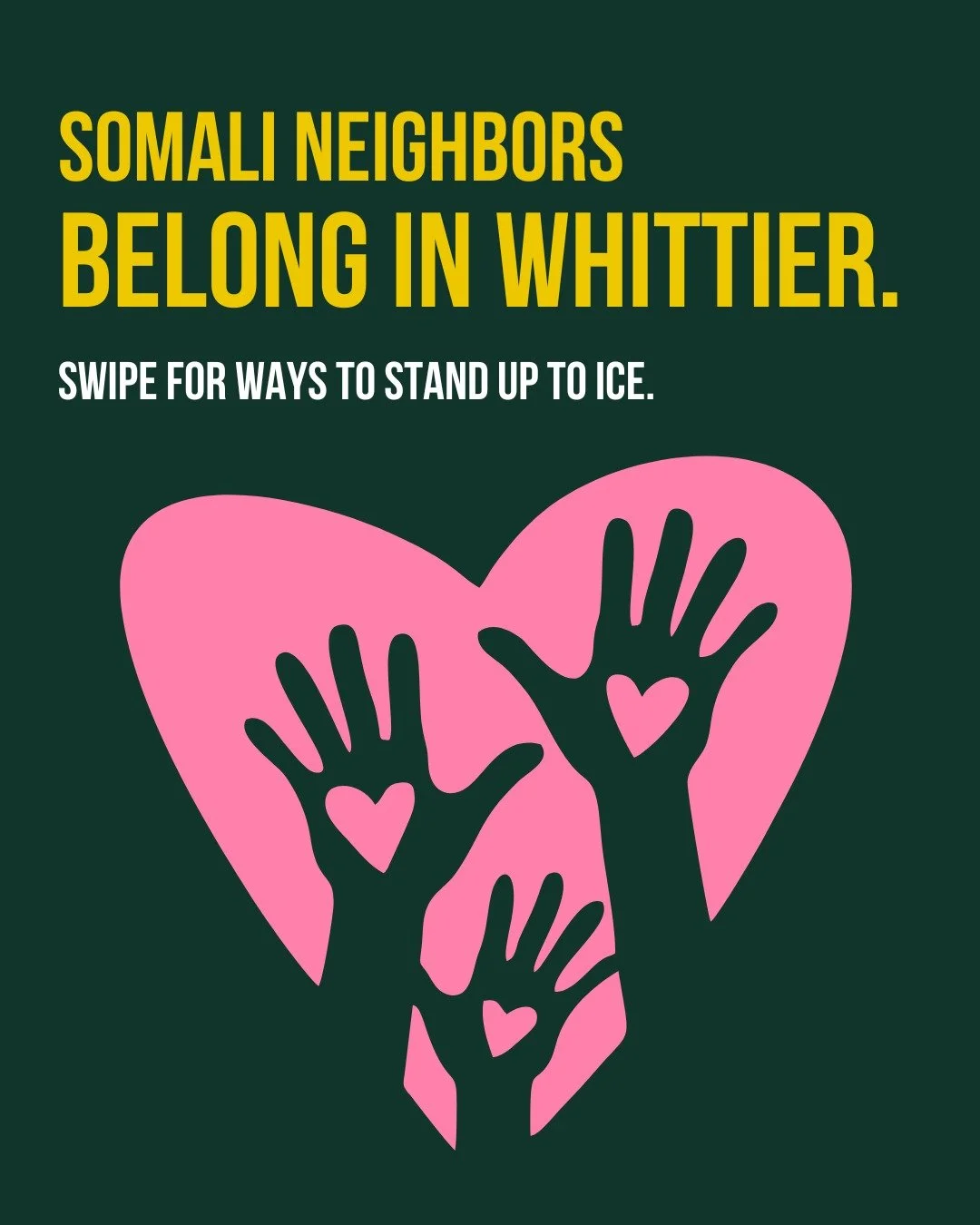 Somali neighbors belong in Whittier. ICE doesn't. It's as simple as that.

Stand up to ICE and stand up for your neighbors--links to the training registration forms are in our bio.

Need help? Legal clinics for @legal_aid_mn and Volunteer Lawyers Net