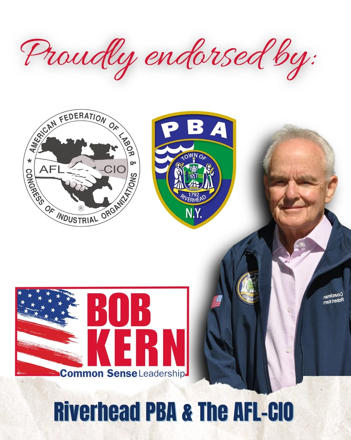 👏 We are proud to share that Bob Kern has been officially endorsed by both the Riverhead Town PBA and the AFL-CIO.

These endorsements reflect Bob&rsquo;s commitment to supporting working families, strengthening community partnerships, and standing 