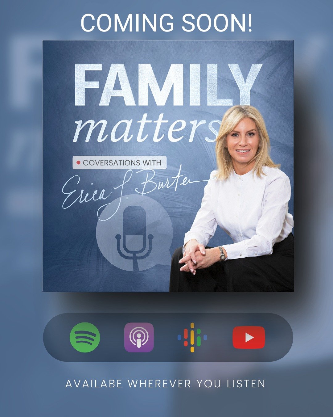 We&rsquo;re so excited to share the podcast with you soon &mdash; a space for candid conversations about family law, resilience, and moving forward. 

Keep an eye out for updates and be the first to know when we launch! 

Find Family Matters whenever