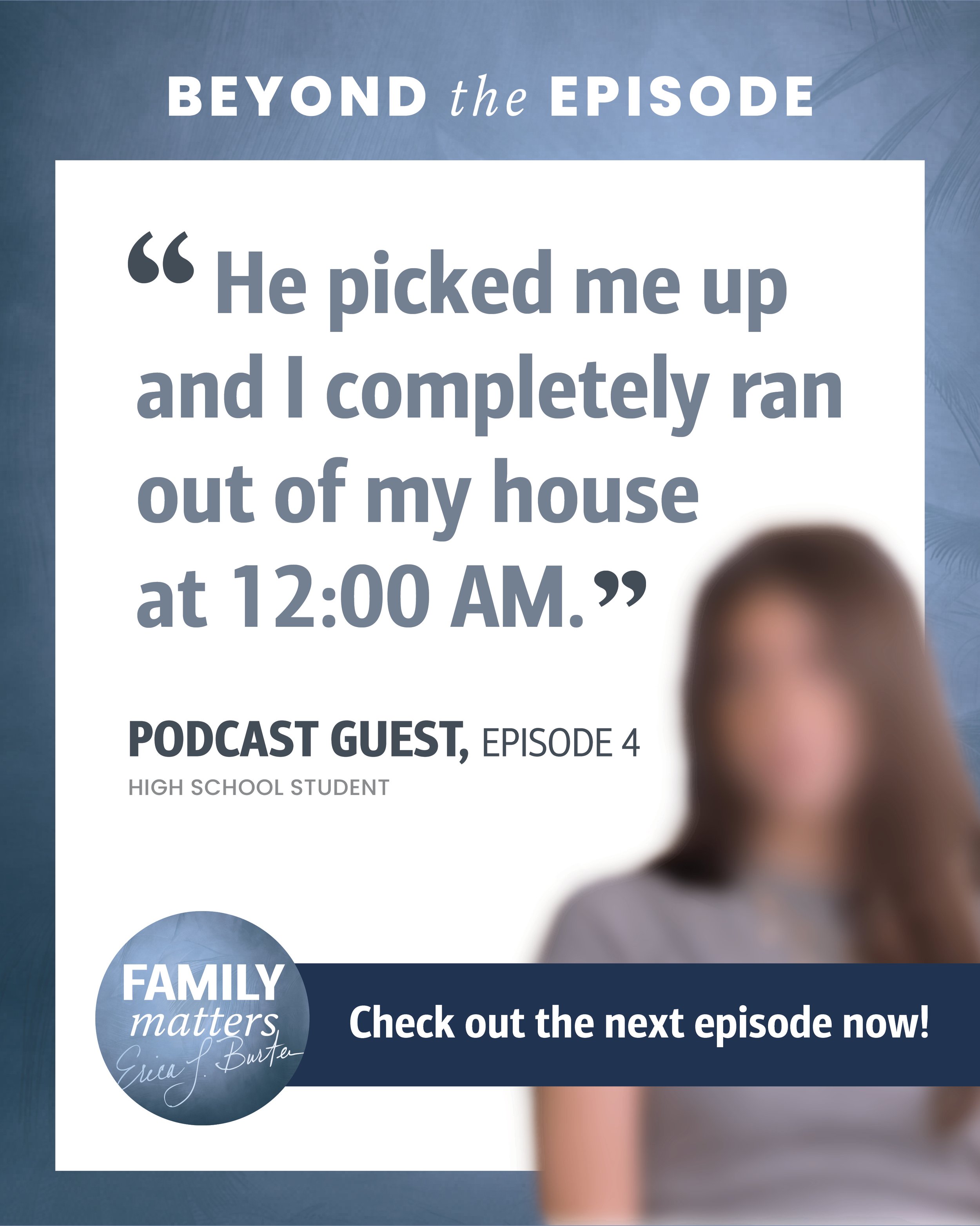 At the height of a coercively controlled relationship, our latest guest ran away from home with her boyfriend&mdash;even threatening to leave the state if her family didn't drop a restraining order against him.

Coercive control is insidious. It ofte