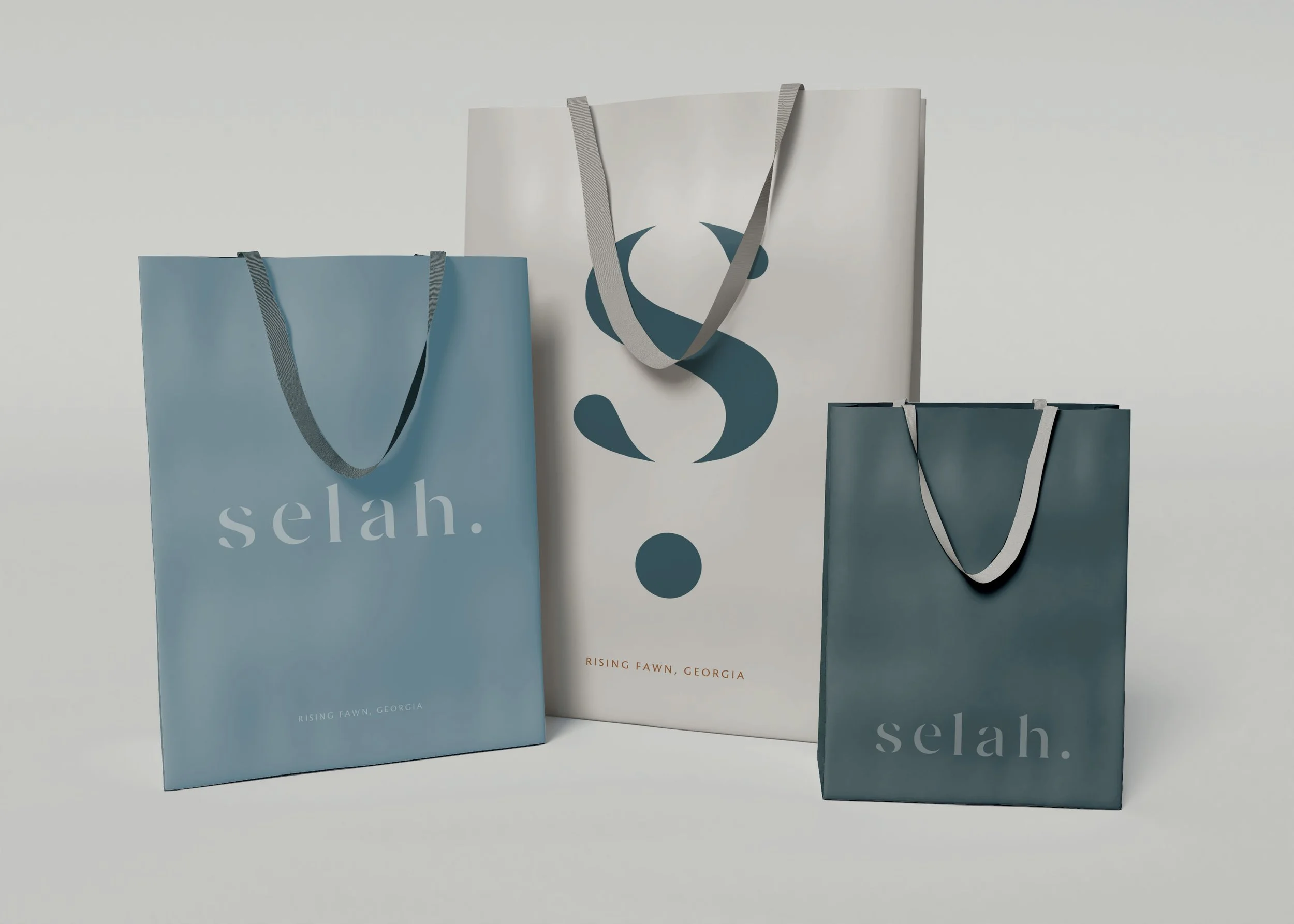 Selah Spa custom shopping bags with brand identity