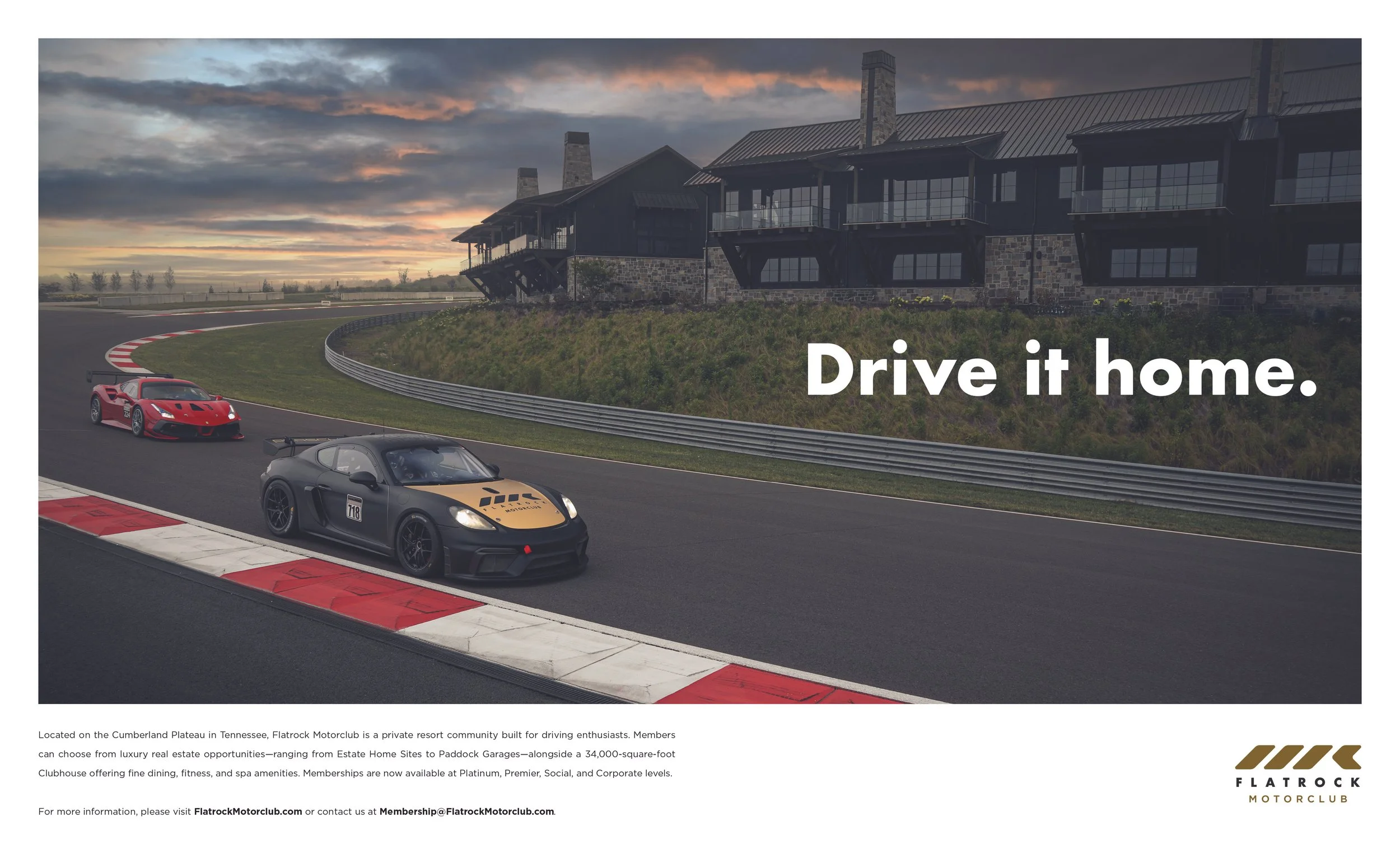 Placements in duPont Registry and Robb Report showcased both the track and real estate opportunities.