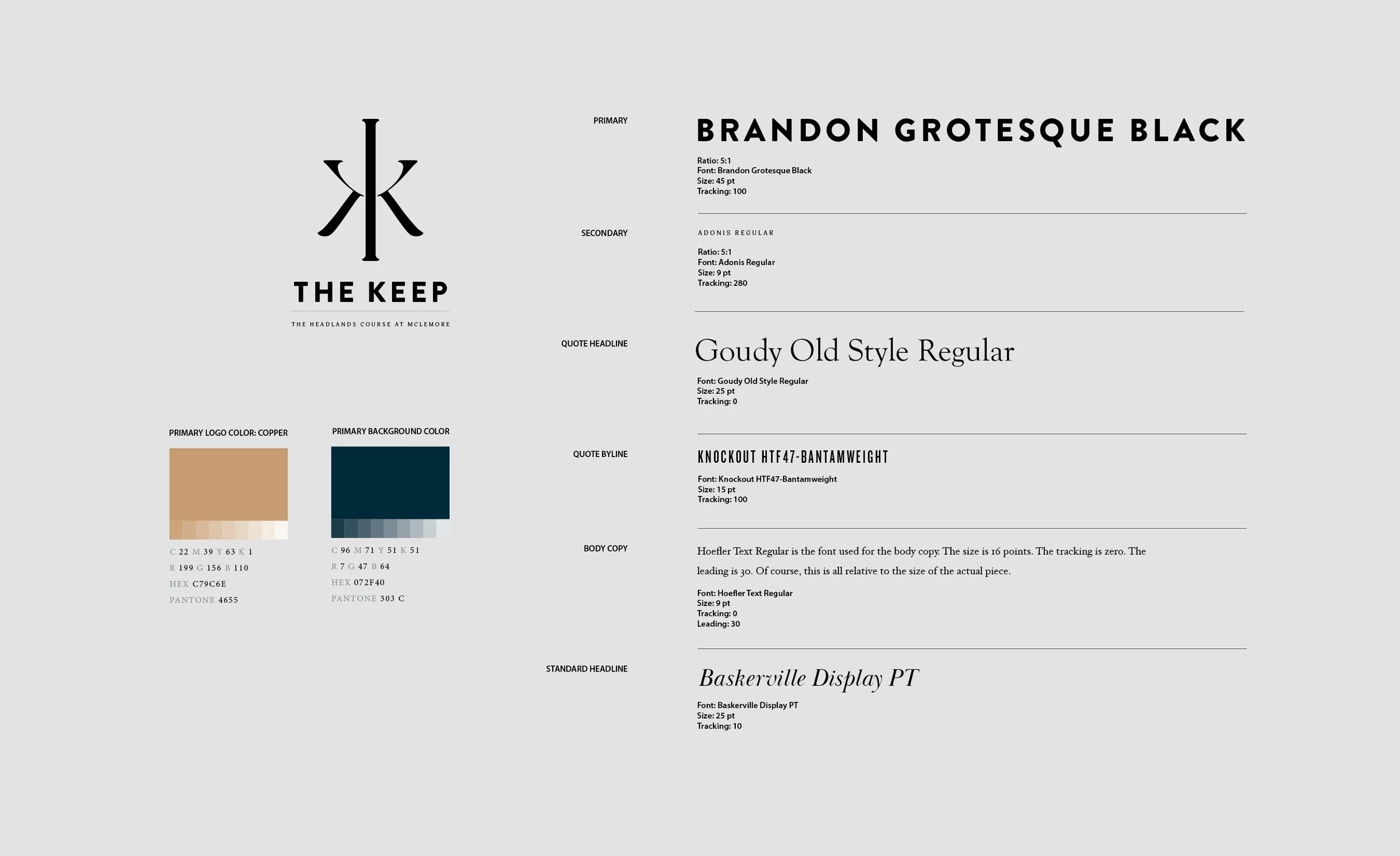 The Keep typography and font standards for brand identity
