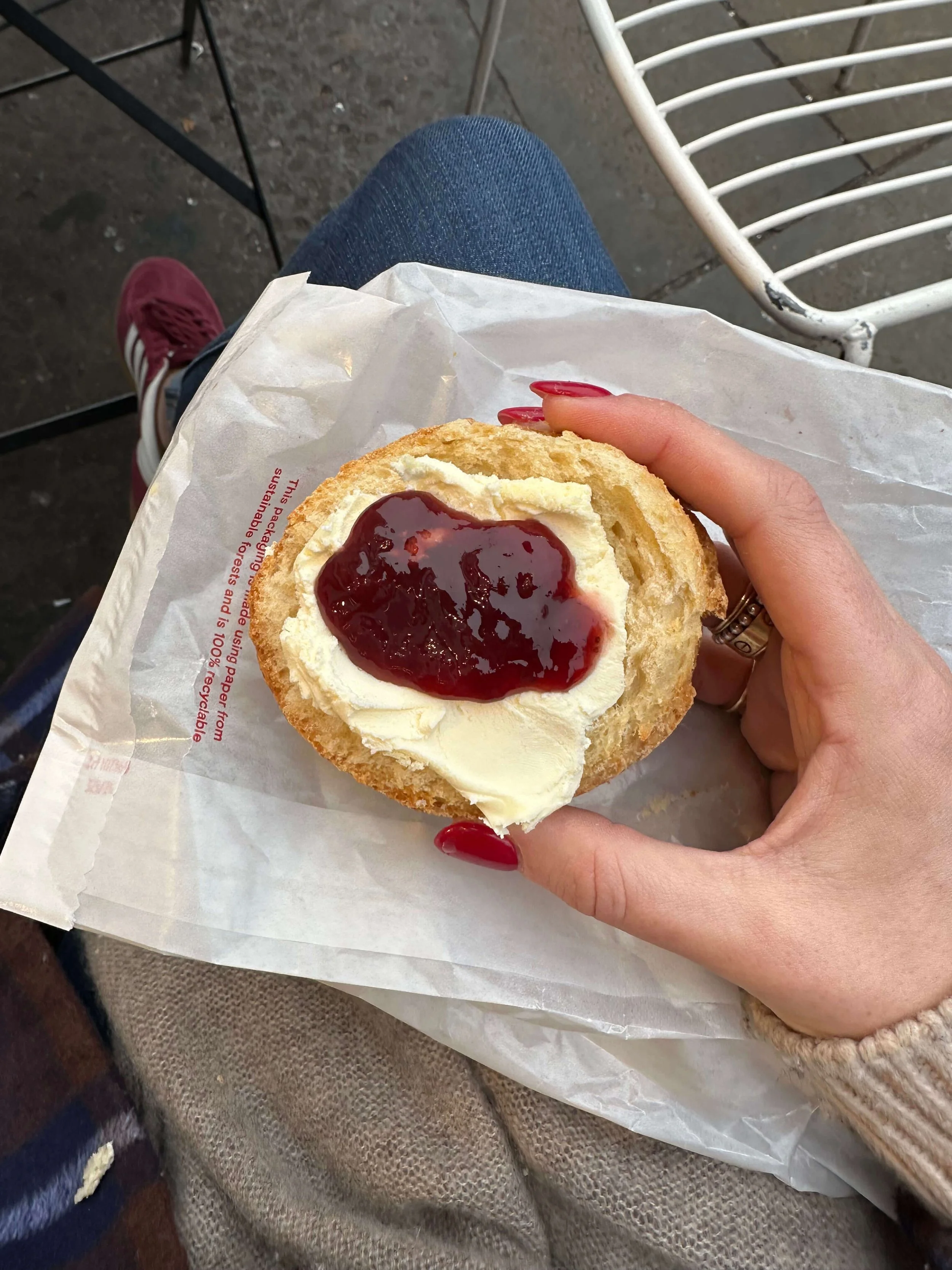 Scone, clotted cream & jam, Gail's, London, England