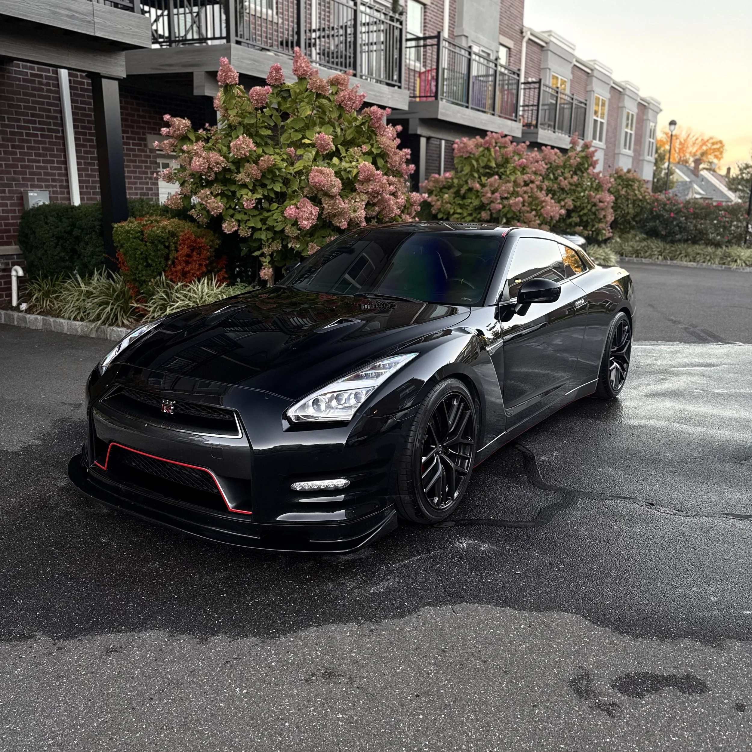 Exterior detailing on a Nissan GT-R with professional hand wash, wheel cleaning, and paint protection by Out of Bounds Detailing in Monmouth County, NJ.