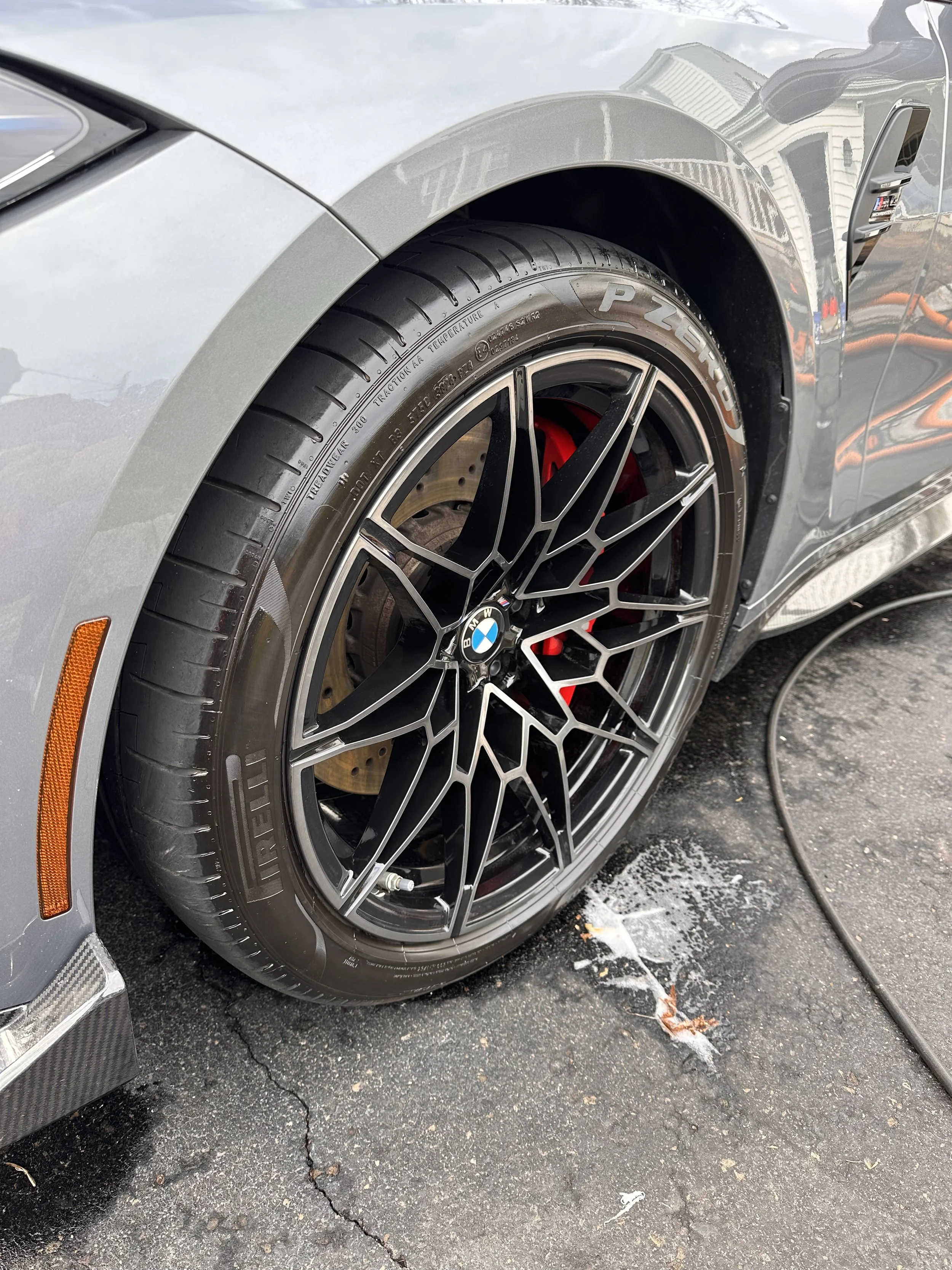 Ceramic coating applied to wheels for brake dust resistance and easy cleaning in Monmouth County, NJ.
