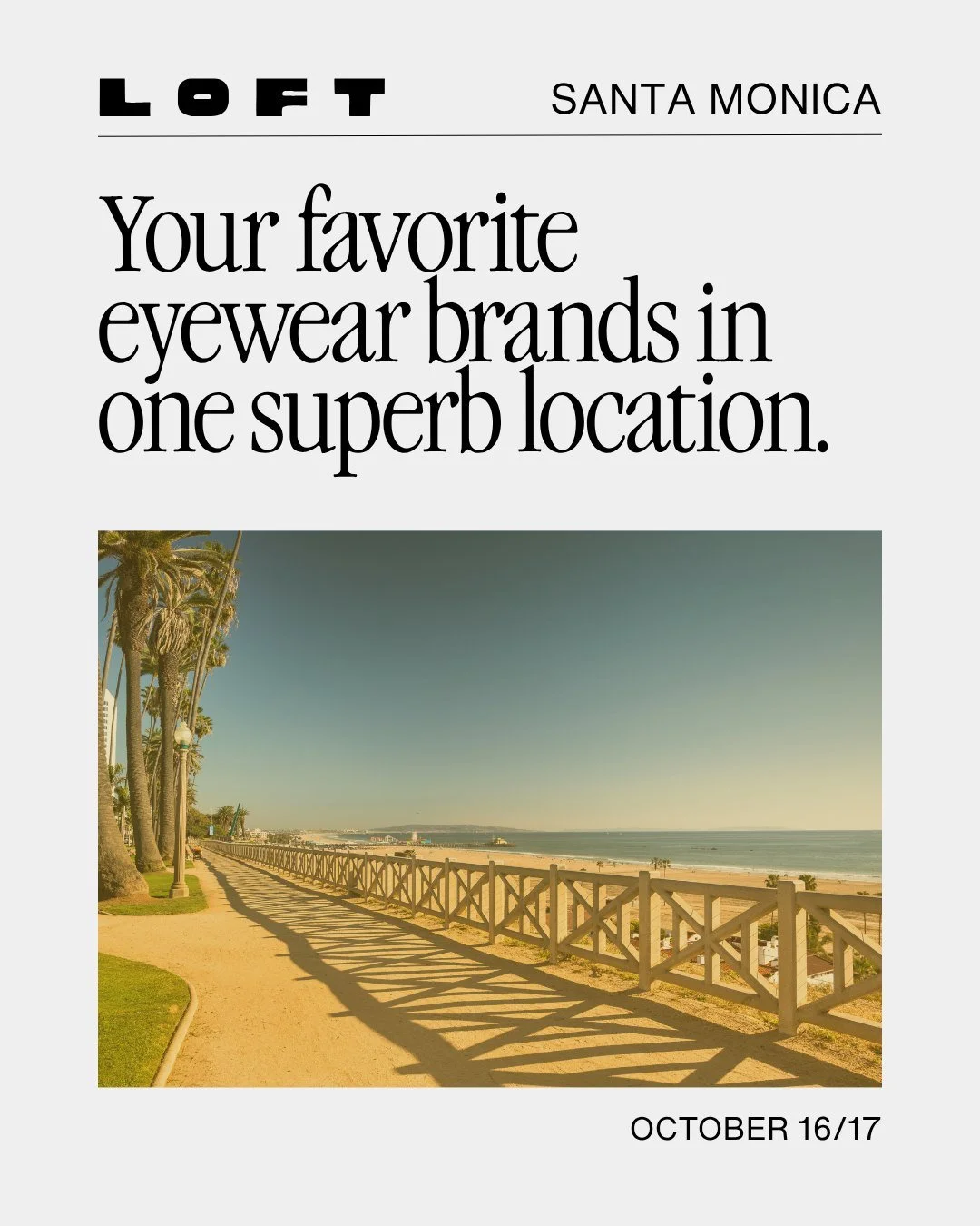 LOFT is returning to Santa Monica this Fall for another spectacular eyewear event at the historic Santa Monica Post Office!

#LoftEyewearShow #SantaMonica #Spexaddict #EyewearLife #EyewearEvent

Read more: https://www.luxuryeyewearforum.com/news/loft