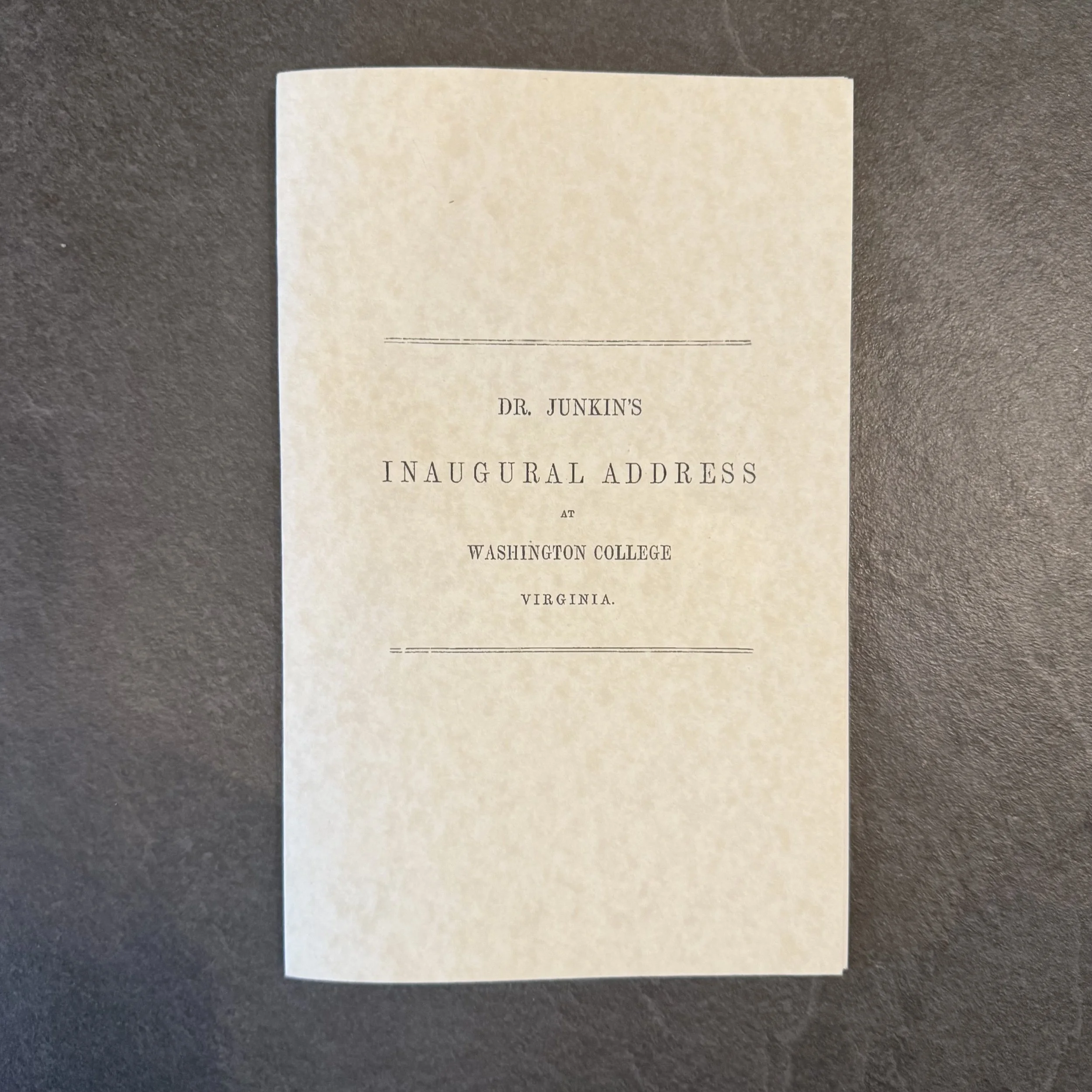 George Junkin Inaugural Address 1849