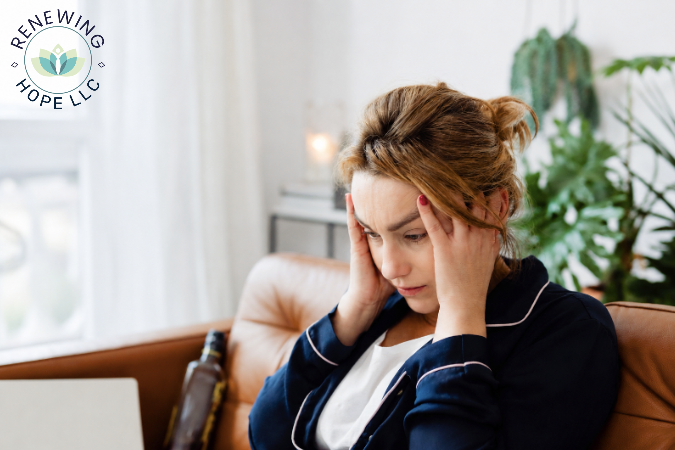 Woman experiencing stress and emotional overwhelm at home, representing counseling and mental health support for adults.