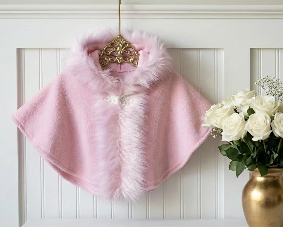 Pink Cape With Pink Faux Fur Hood