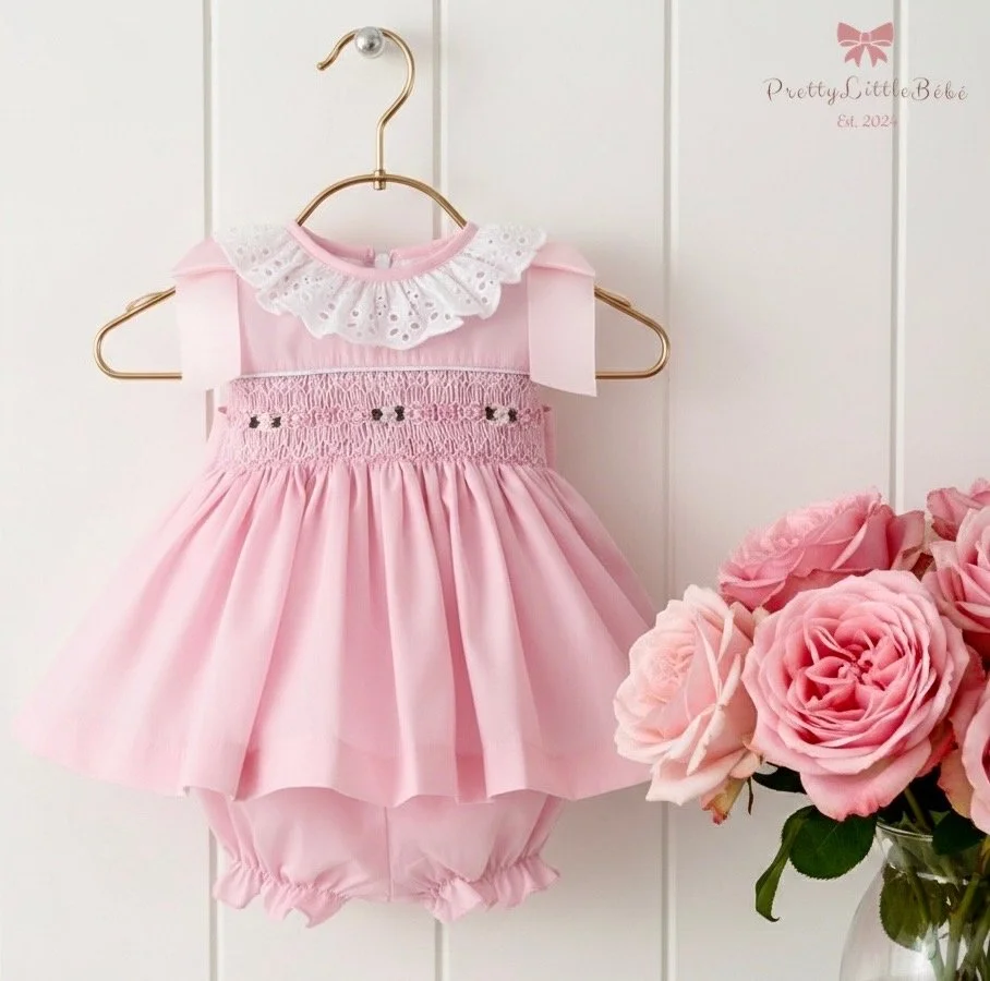 Baby Pink Rose Smock Dress & Pants