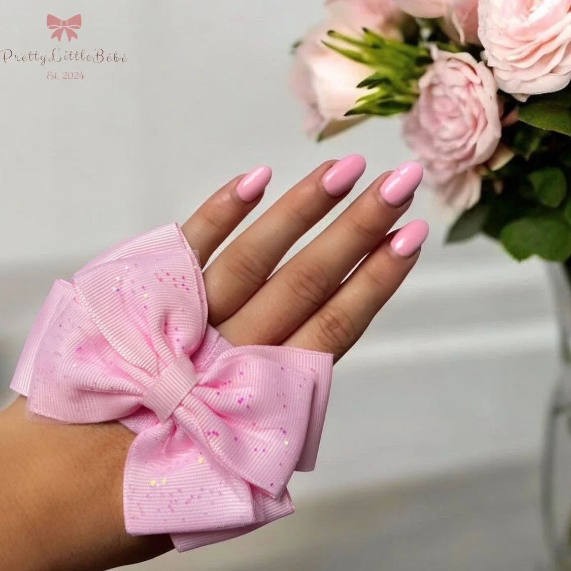 Pink Sparkly Bow Headband