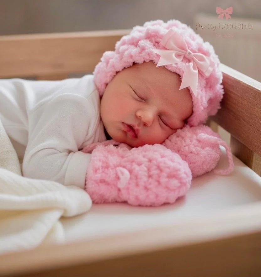 Pink Wool Bonnet & Mittens - Newborn/3 Months