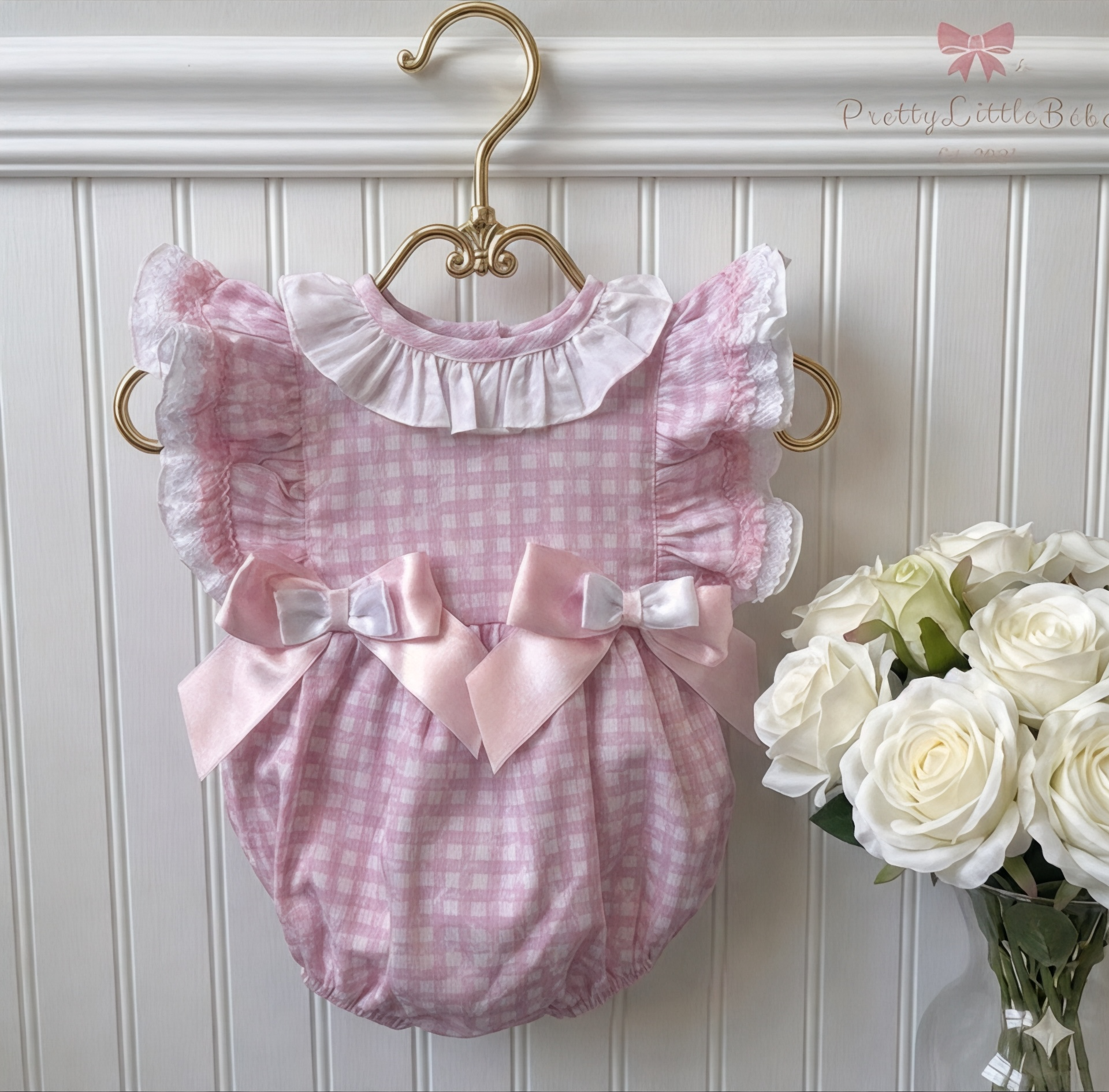 Pink Sheer Frilly Shoulder Romper