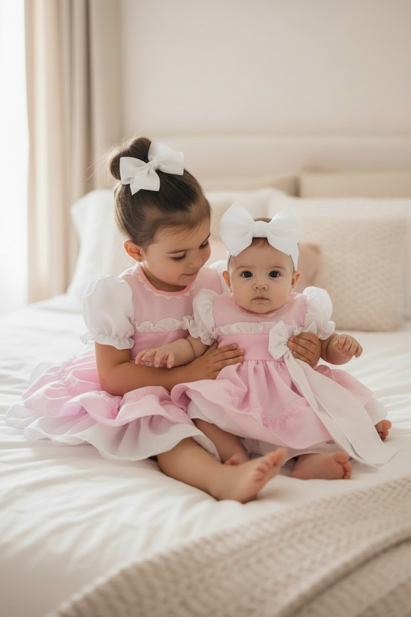 Fairytale Pink Ruffle Bow Dress