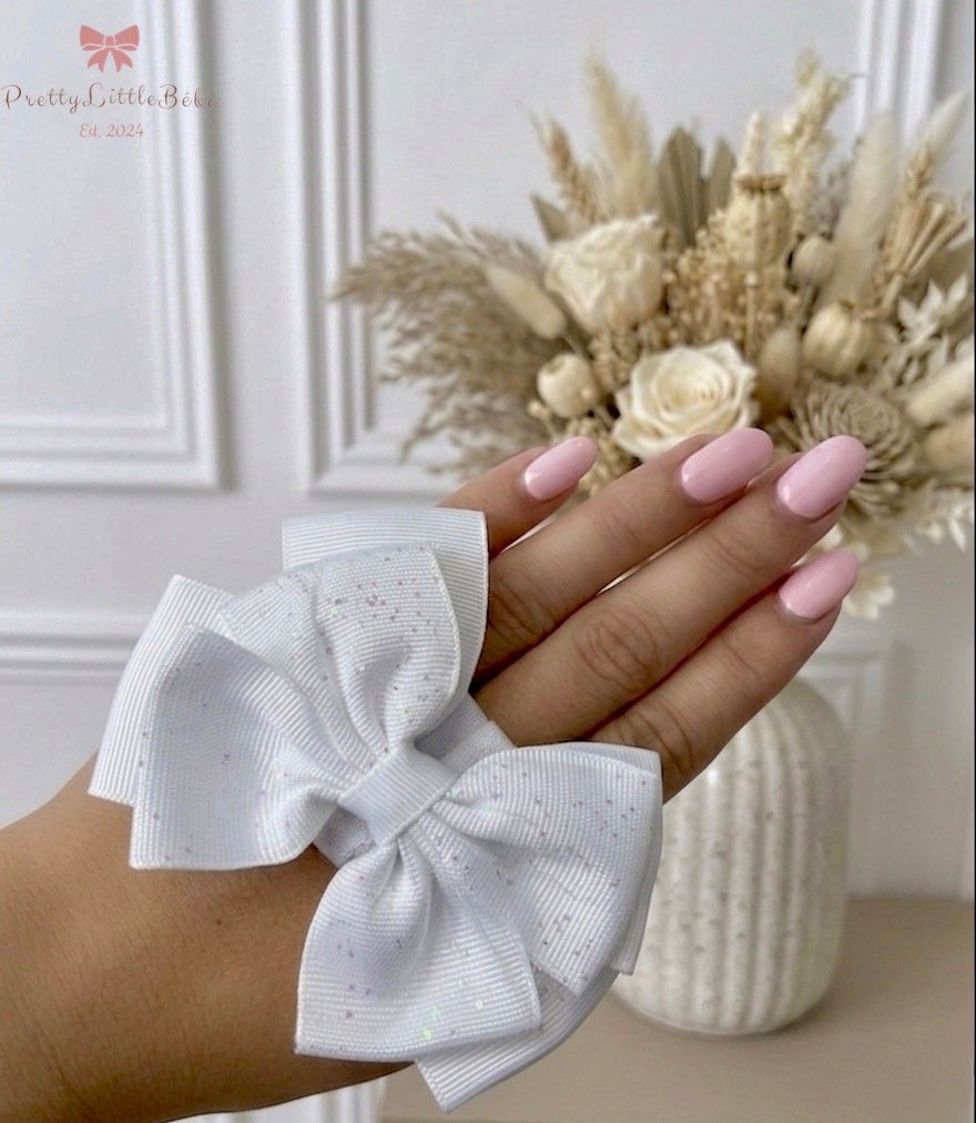 White Sparkly Bow Headband