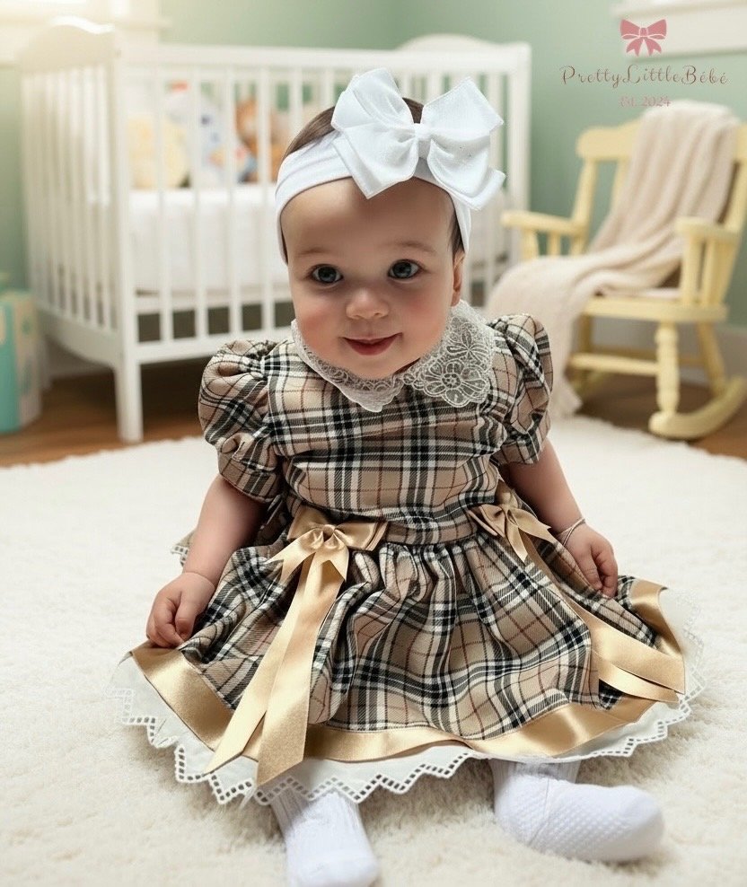 Golden Tartan Bow Dress