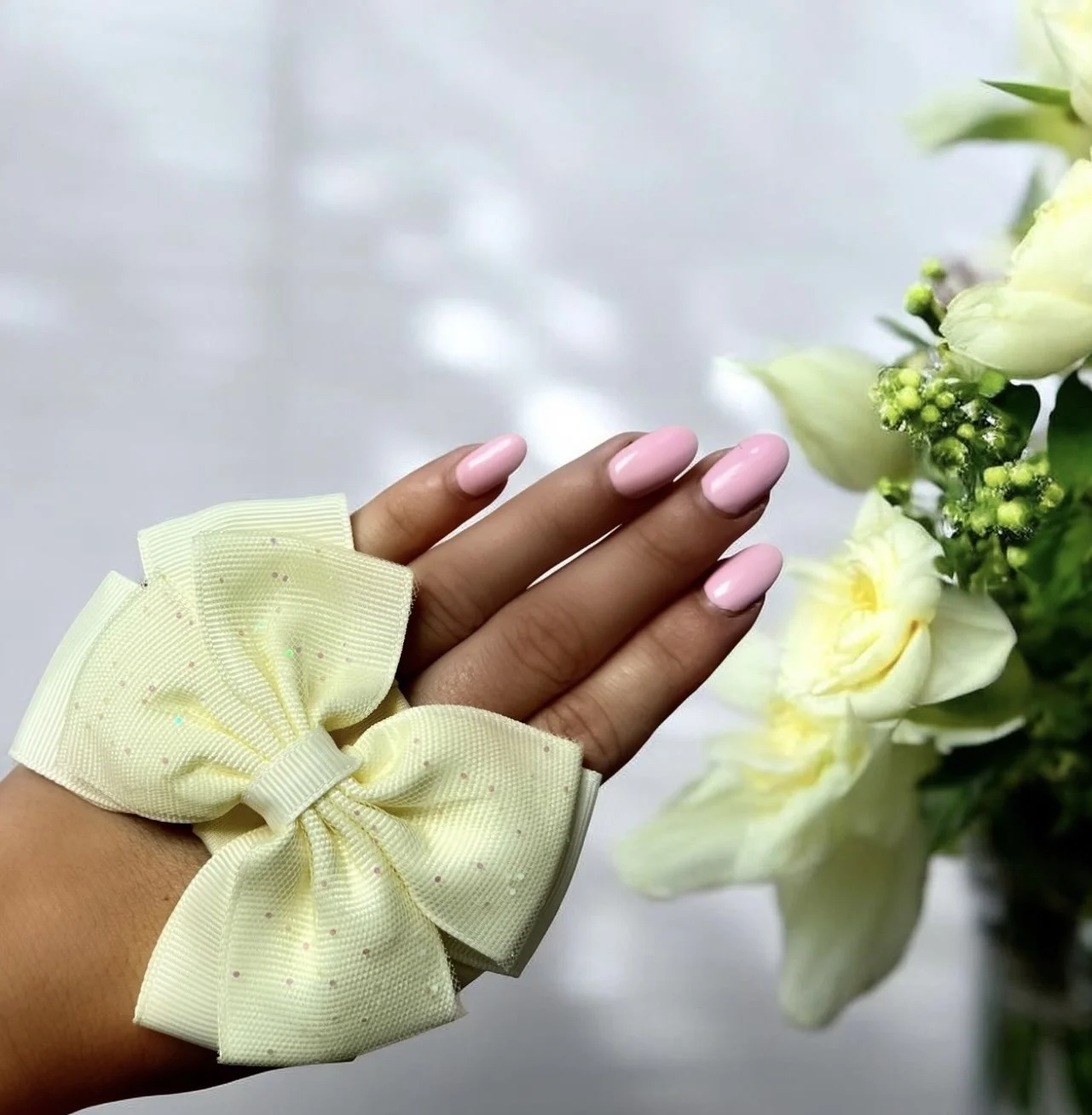Lemon Sparkly Bow Headband