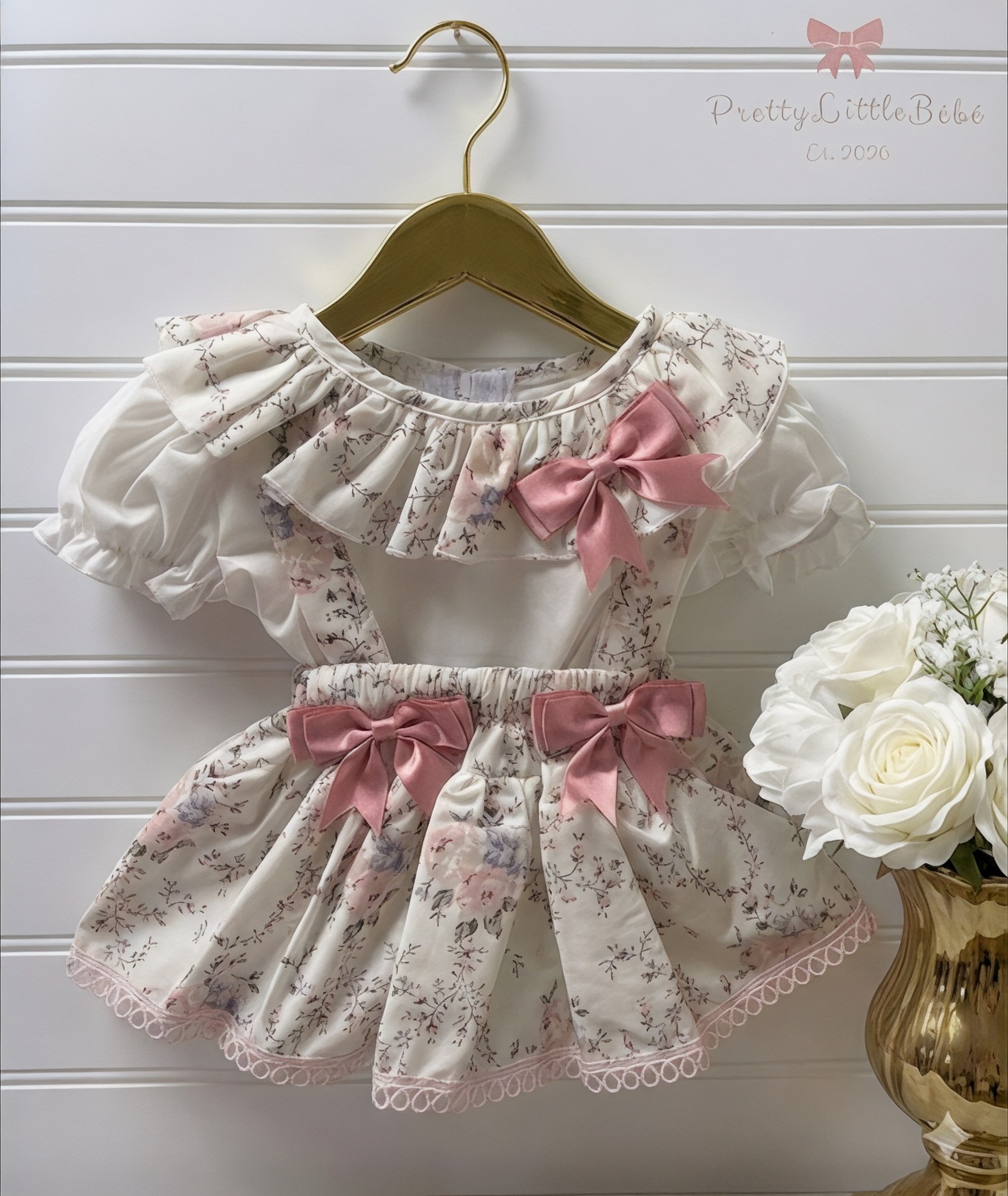 Vintage Floral Pinafore With Blouse