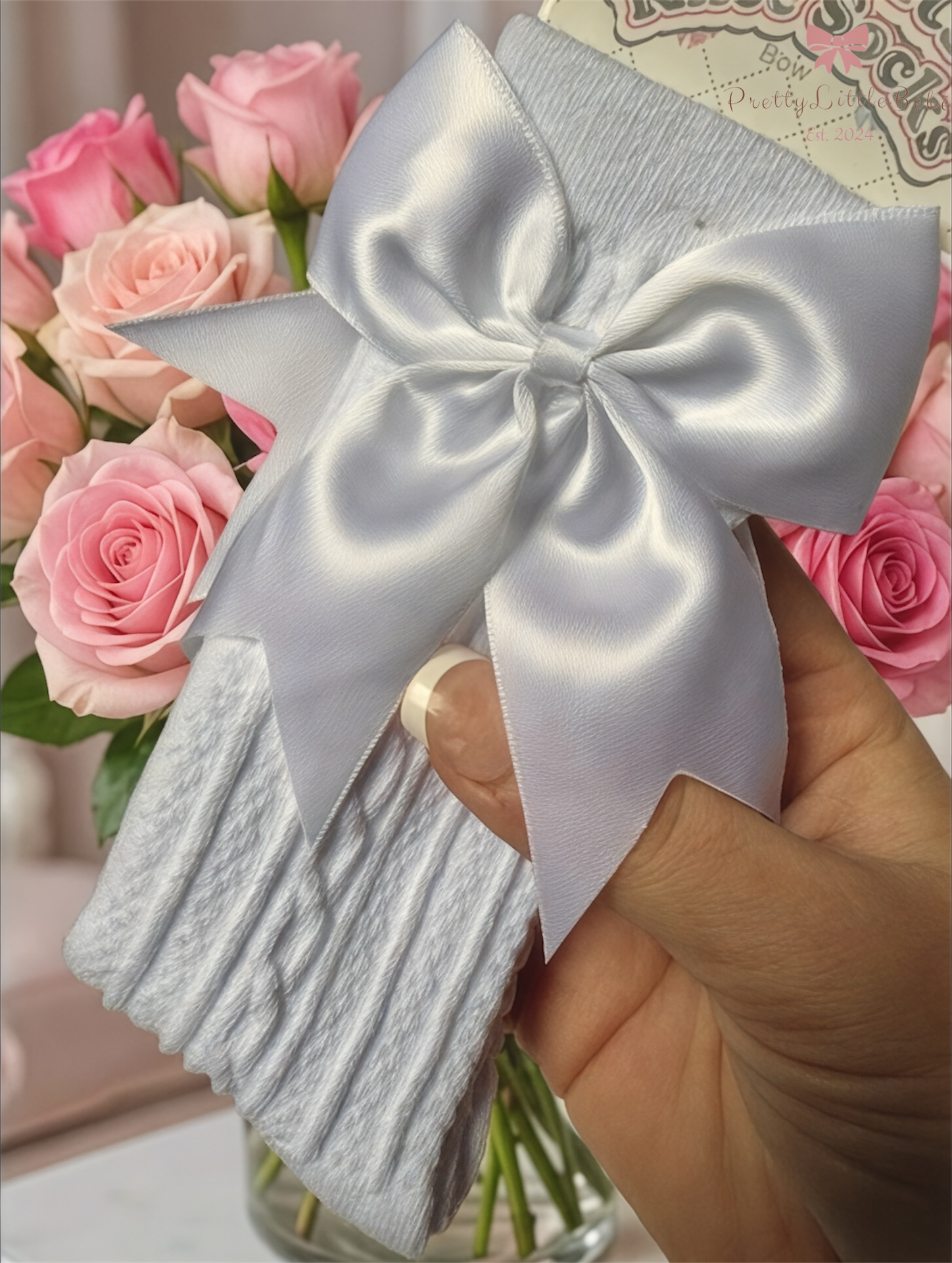 White Knee High Bow Socks