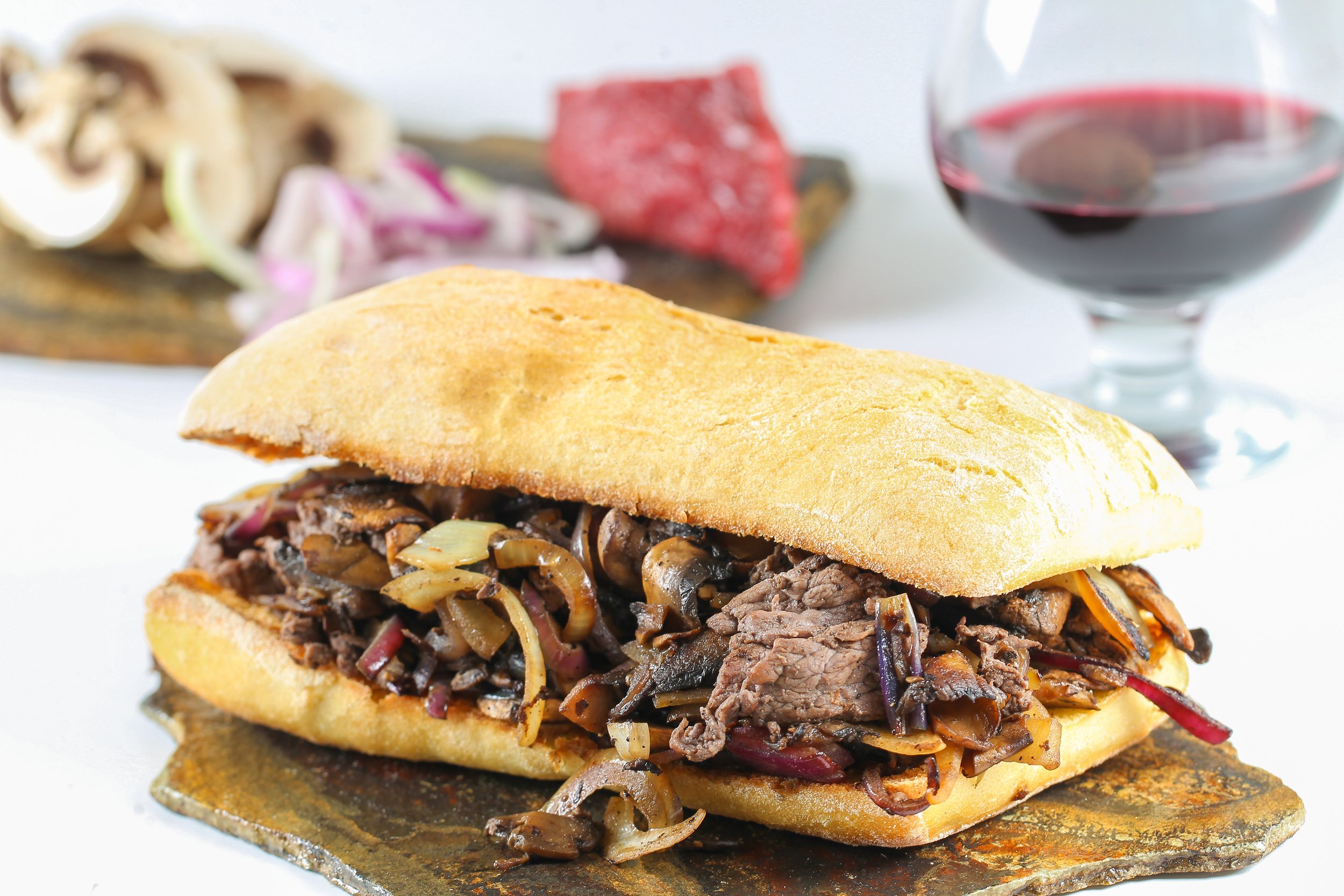 Steak, onion and mushroom Ciabatta