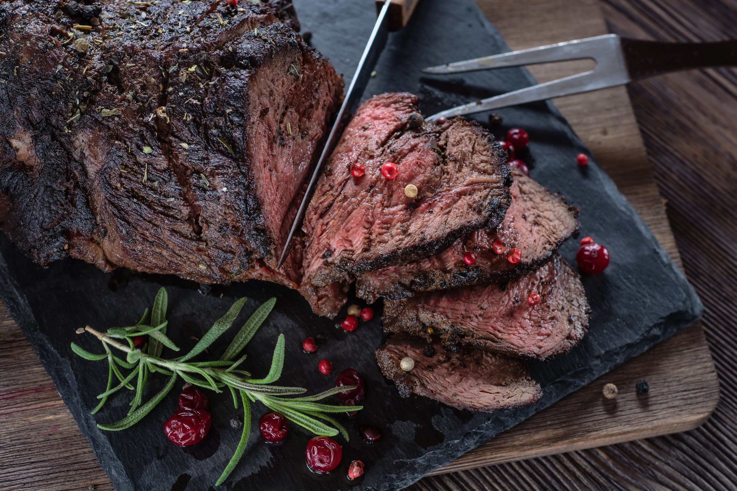 Flame seared roast beef