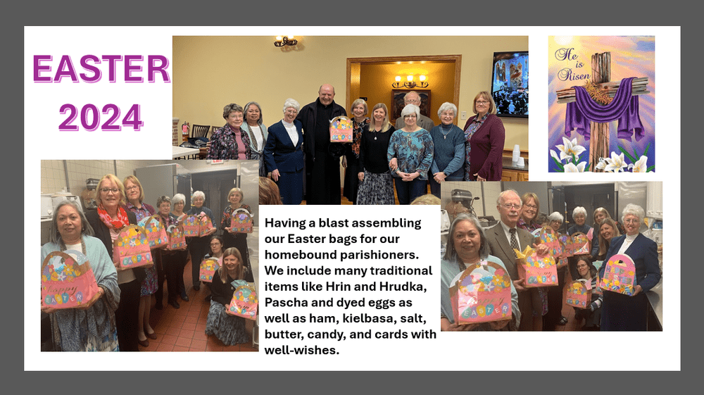 Helping Hands preparing Easter gifts for homebound parishioners in 2024