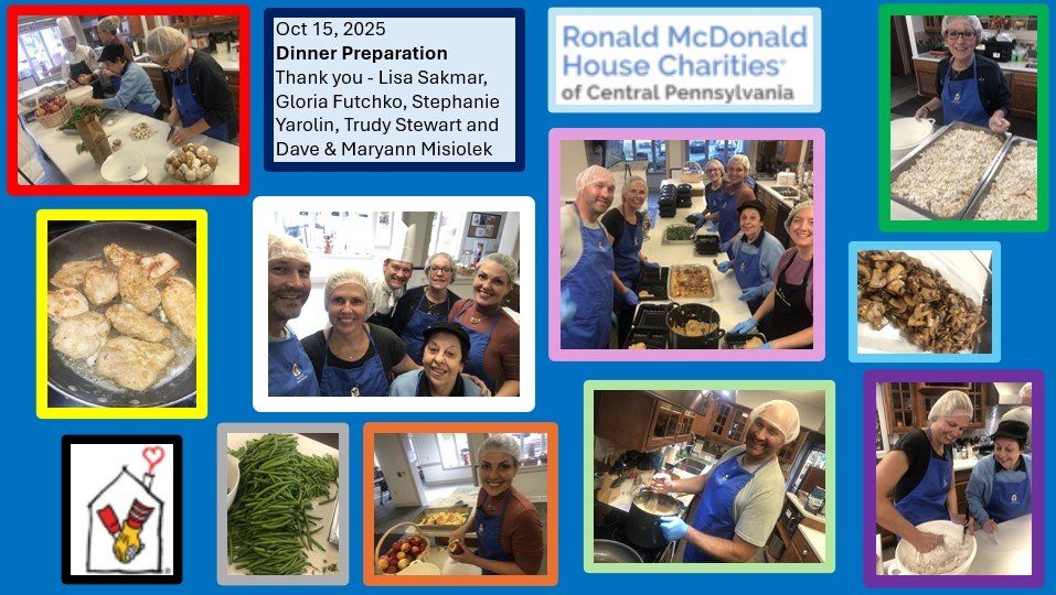 Helping Hands volunteers preparing a meal at Ronald McDonald House in 2025