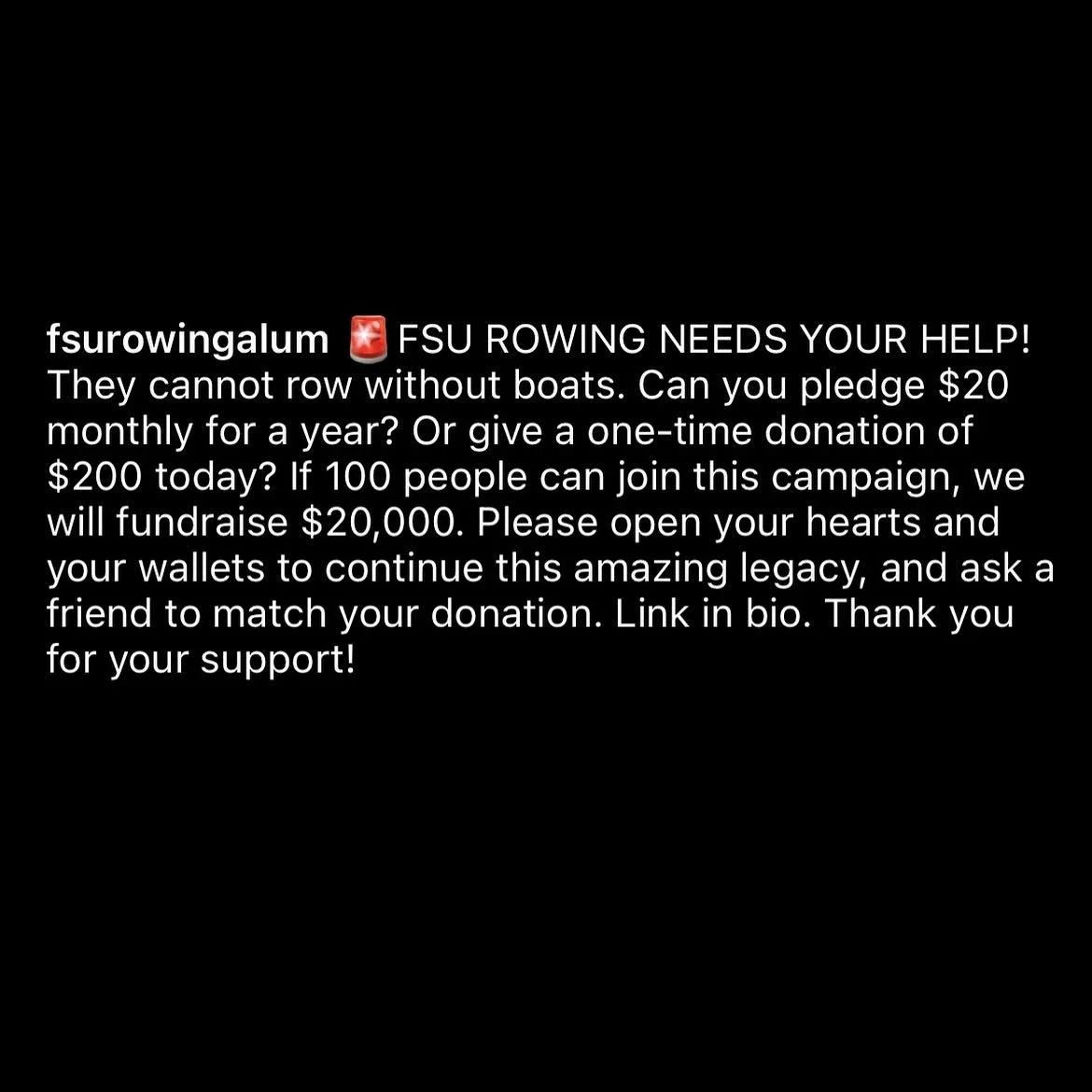 Thank you for our donors that have contributed to our fundraising efforts! Please share💛 Donation link in bio❤️

#RowNoles