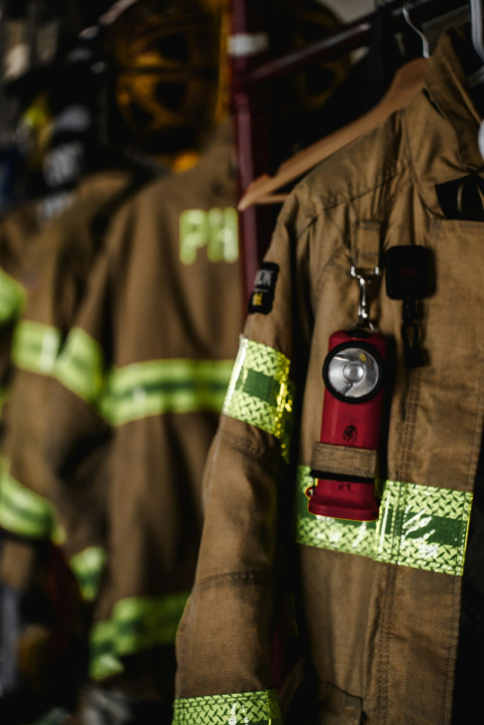 First responder gear hanging in Round Rock, TX before first responder counseling
