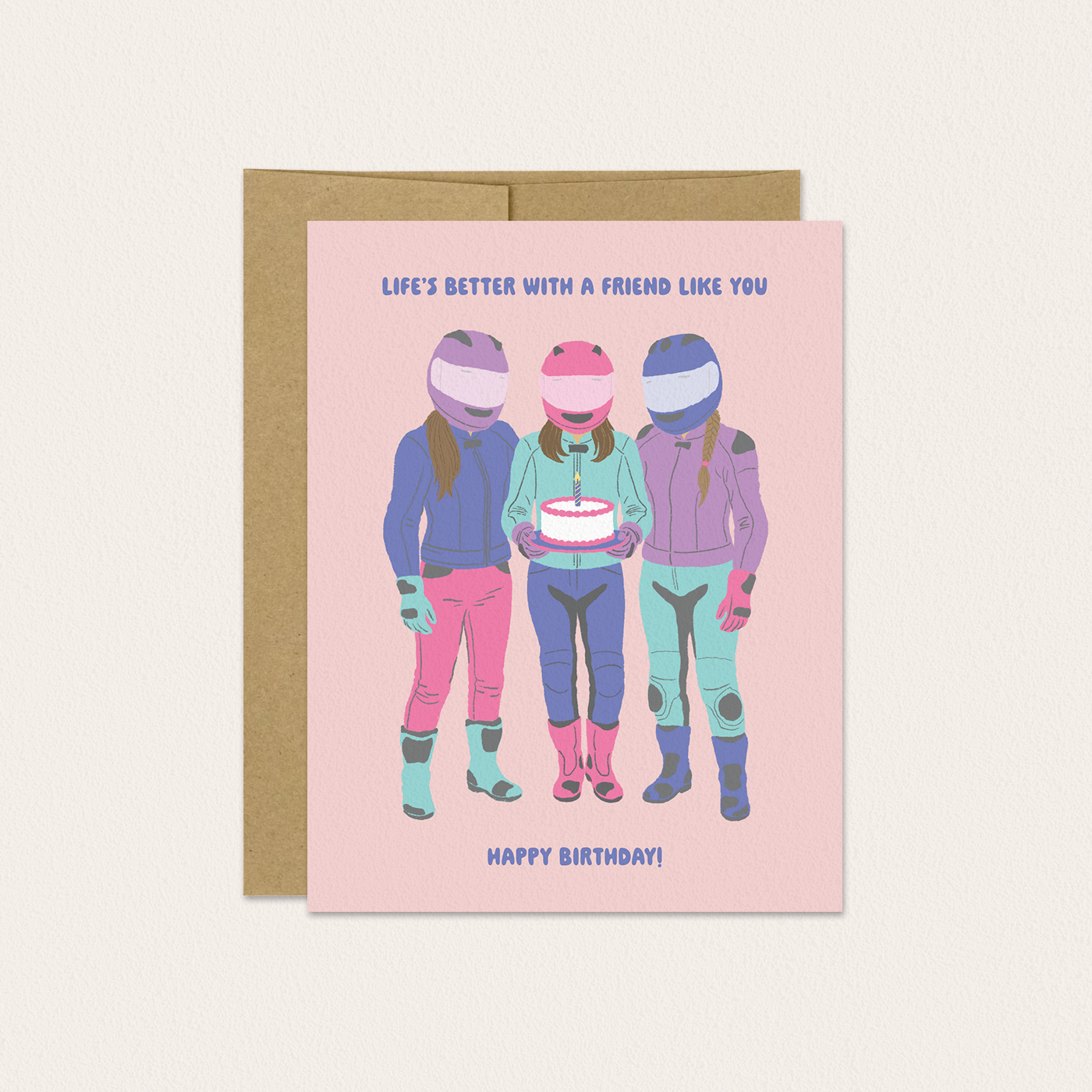 Motorcycle Friends Happy Birthday Greeting Card