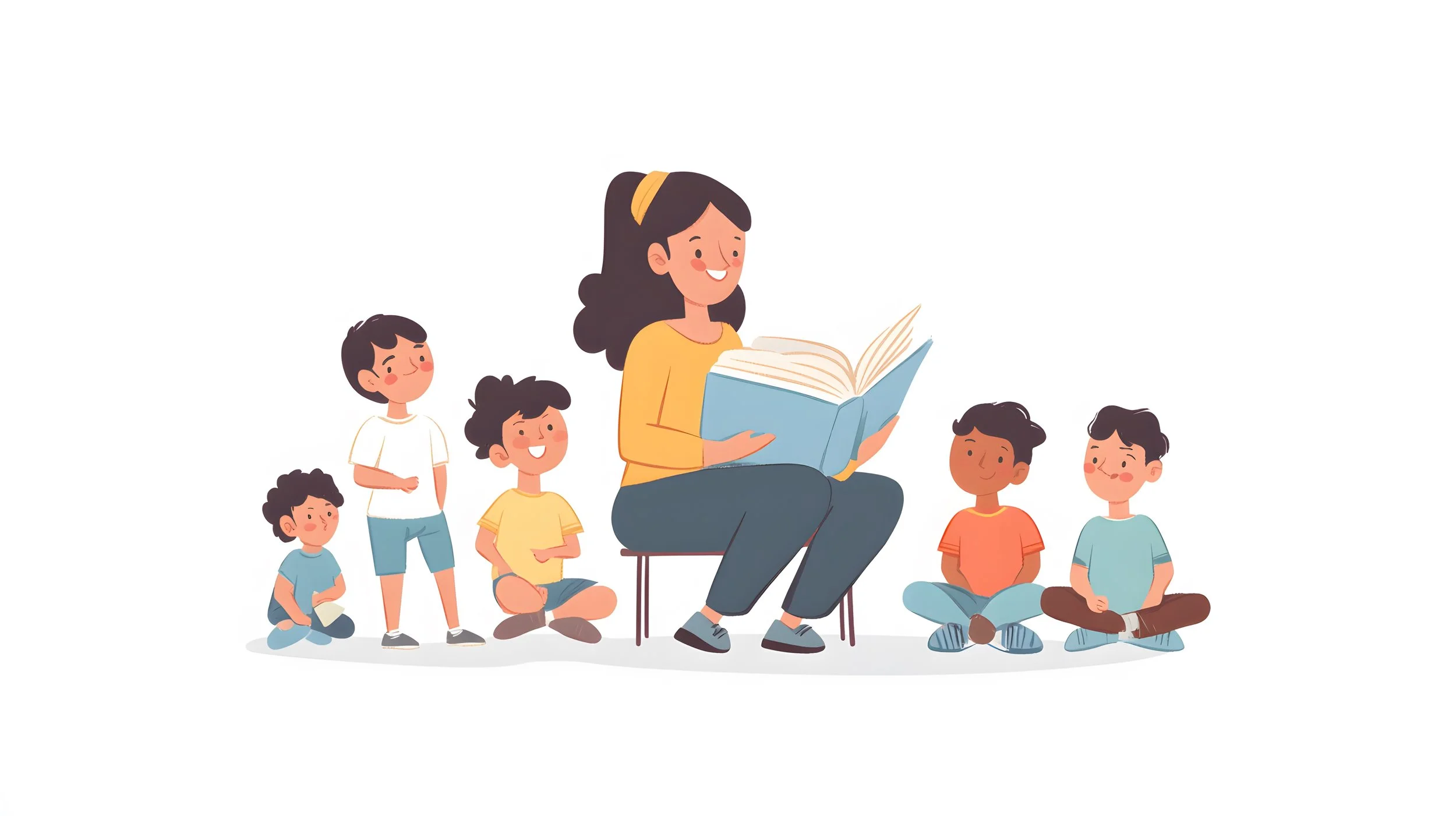 Teacher Reading Storybook to Attentive Children