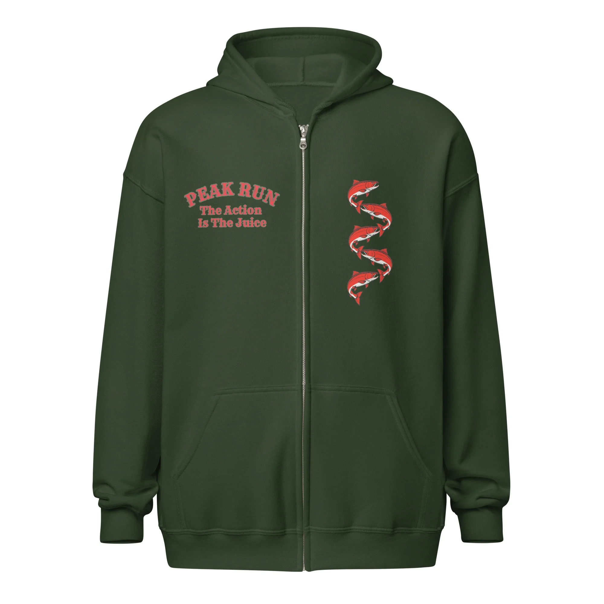 The action is the juice zip up hoodie
