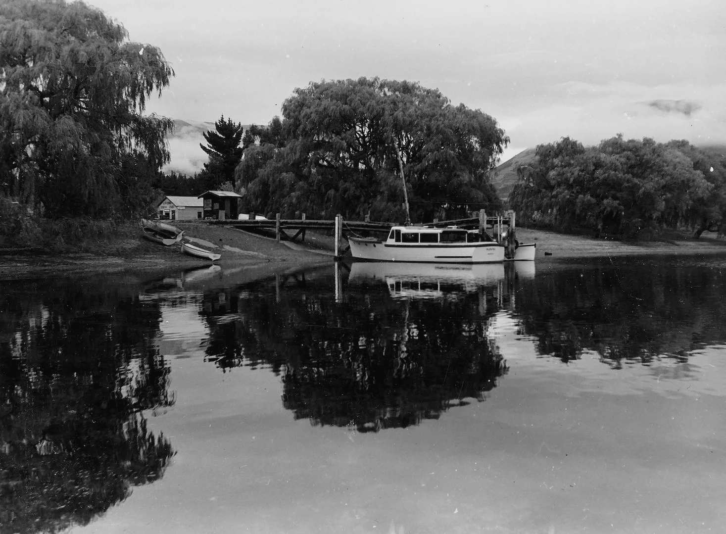  Muratai II  tied up at the Wanaka Wharf. c.1948. Ref. D48