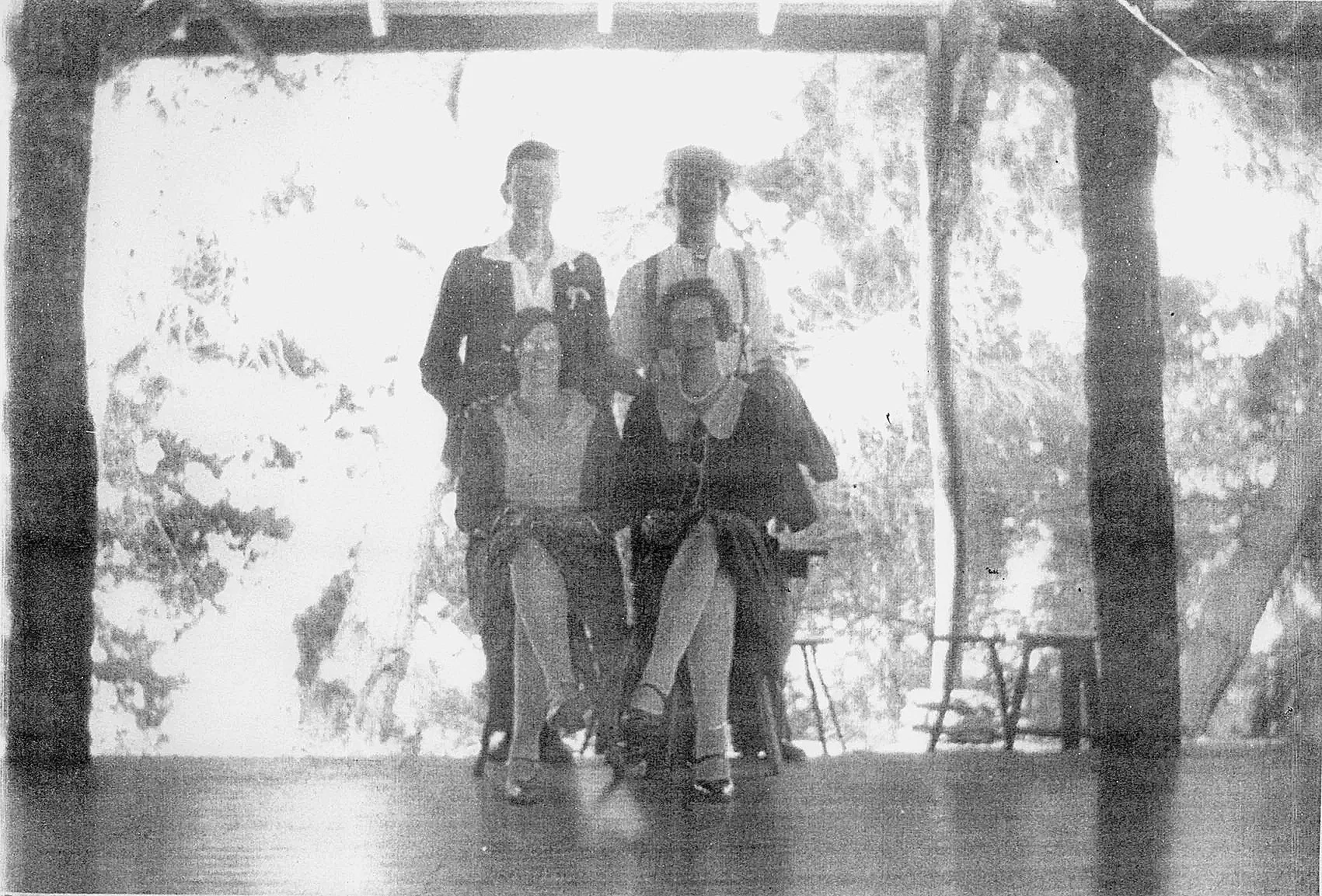 Ruby Island Cabaret. Back Row - George Geer and Cecil Templeton; Front row - Gwen Ironside and Lizzie Templeton. c.1930. Ref. D40