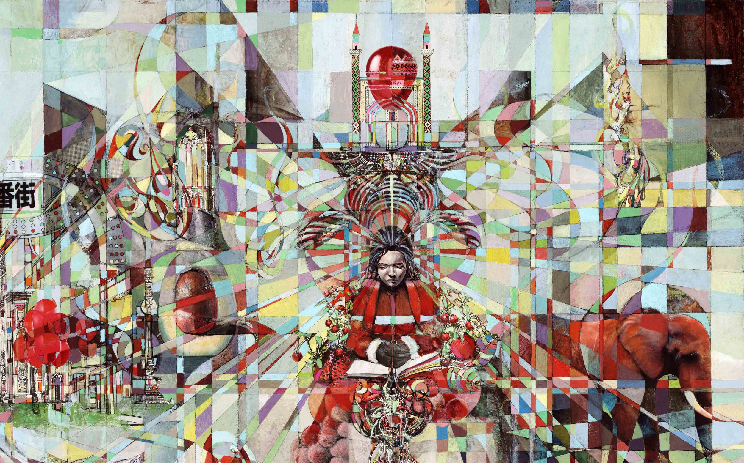 'Rainbow Apocalypse' Edit: 'The Immaculate Ms. Conception' (Acrylic and collage on canvas)