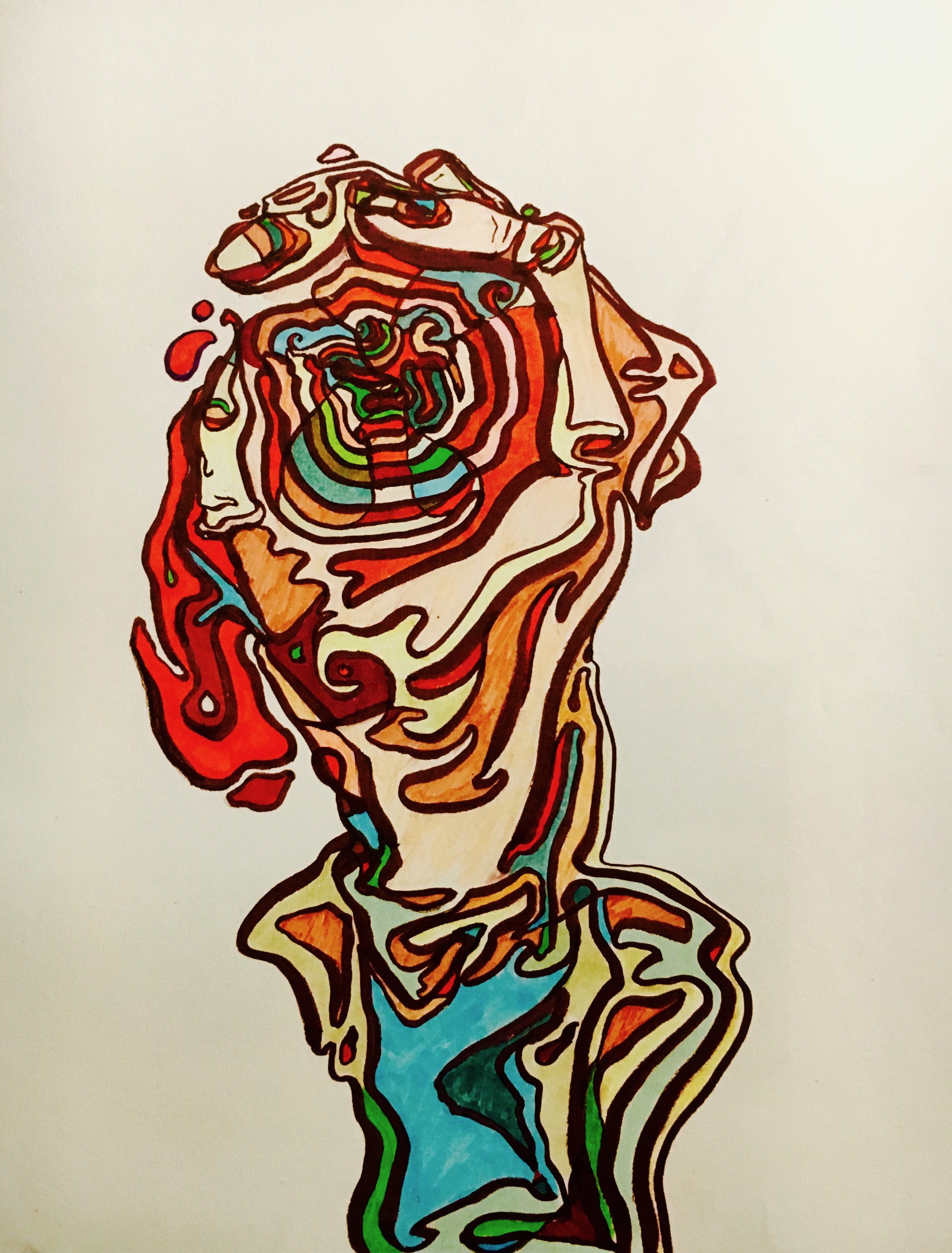 'Piscean Heart-ache' 11x14" Pen and marker on paper.