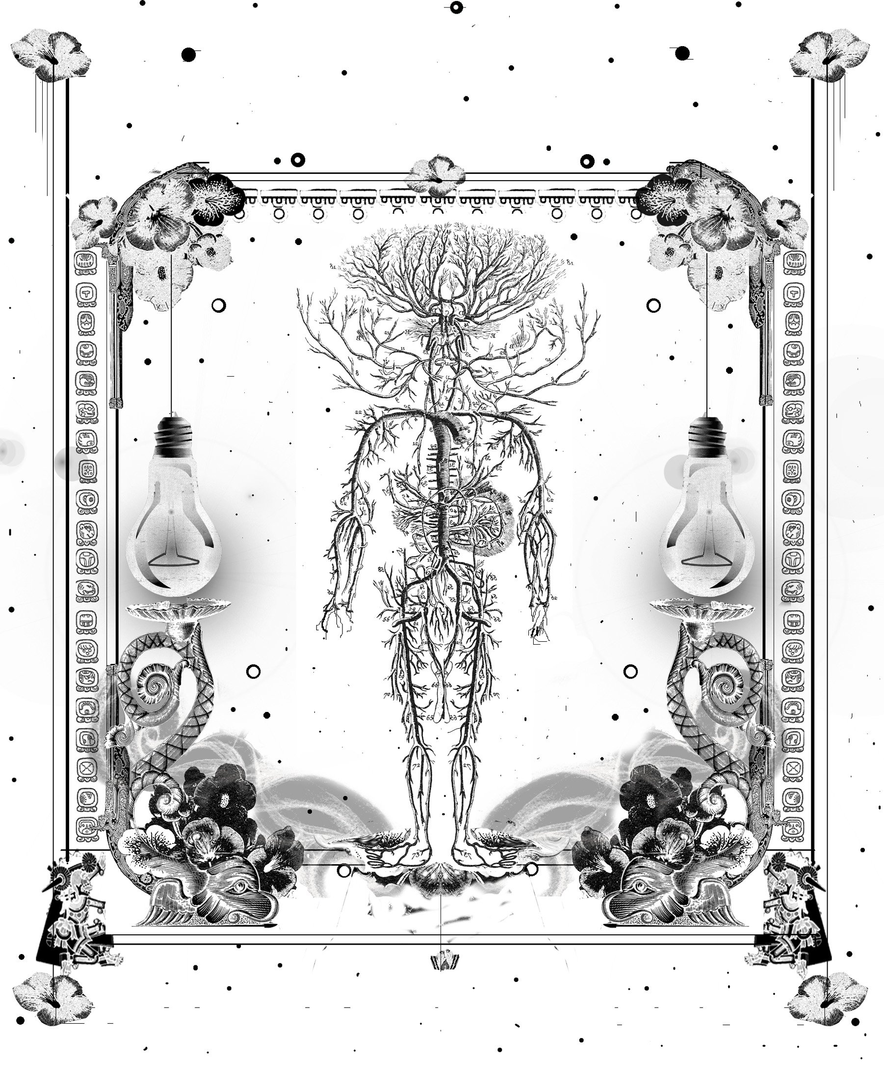 'Inside Out' (white) Black Light Print. 2012