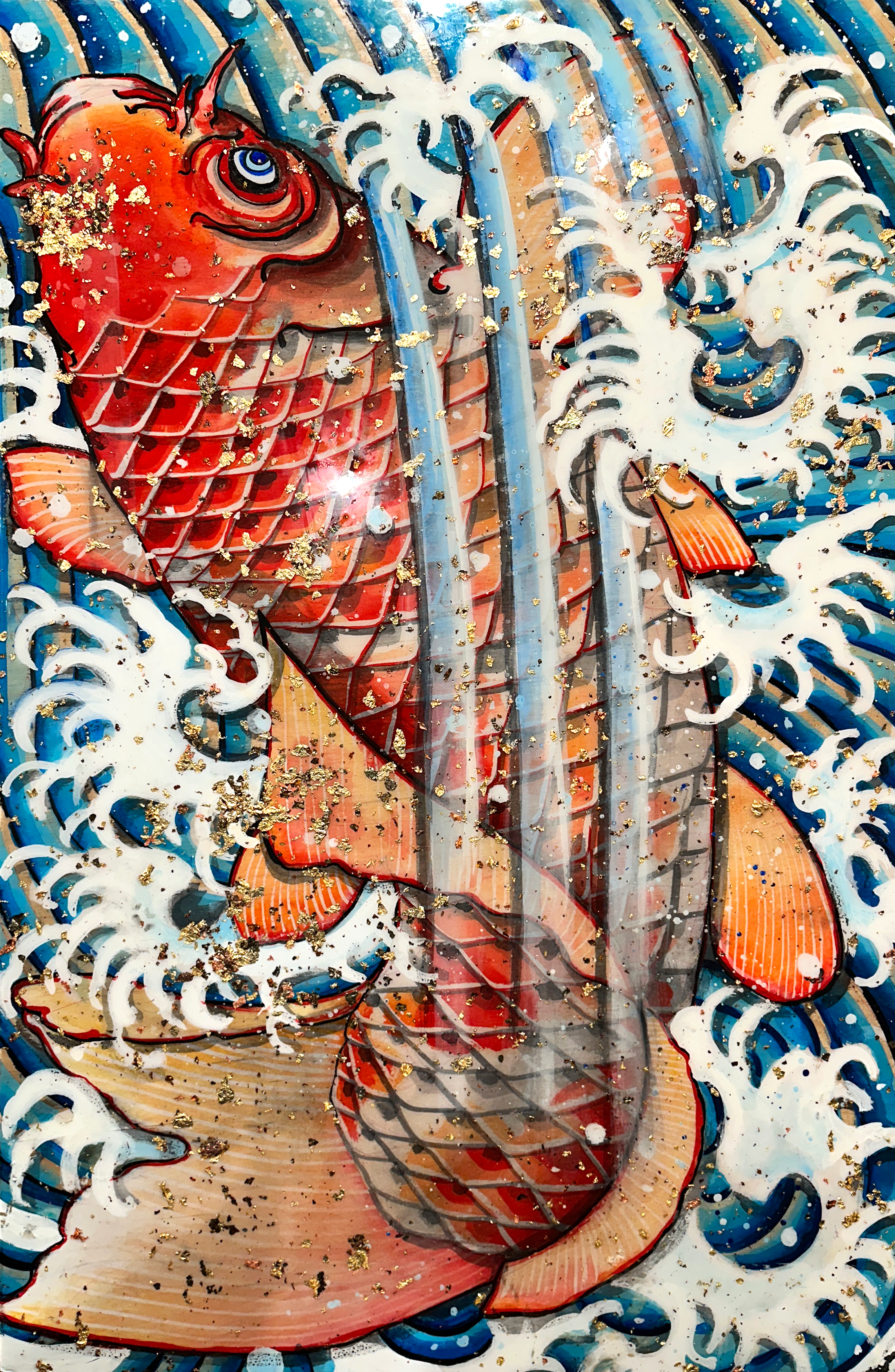 "Red Koi In A Waterfall" 2026