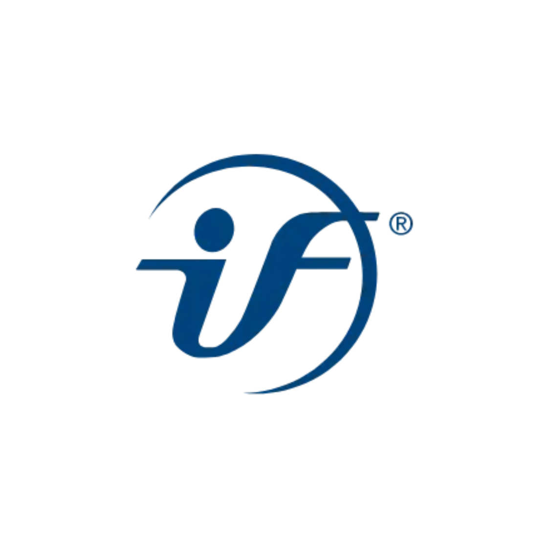 Blue stylized logo with "if" letters and a registered trademark symbol on a white background.