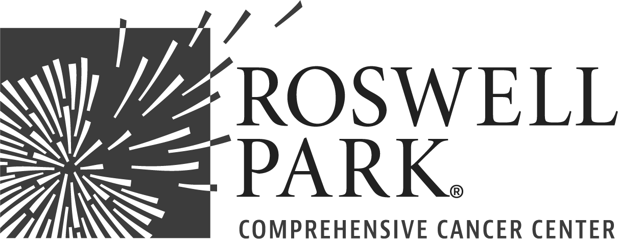 Roswell Park Comprehensive Cancer Center logo with a fireworks design and text.