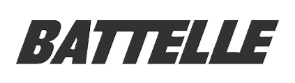 This is a Close-up of the logo for 'BATTELLE' in bold, black, uppercase letters with a slight italic slant.