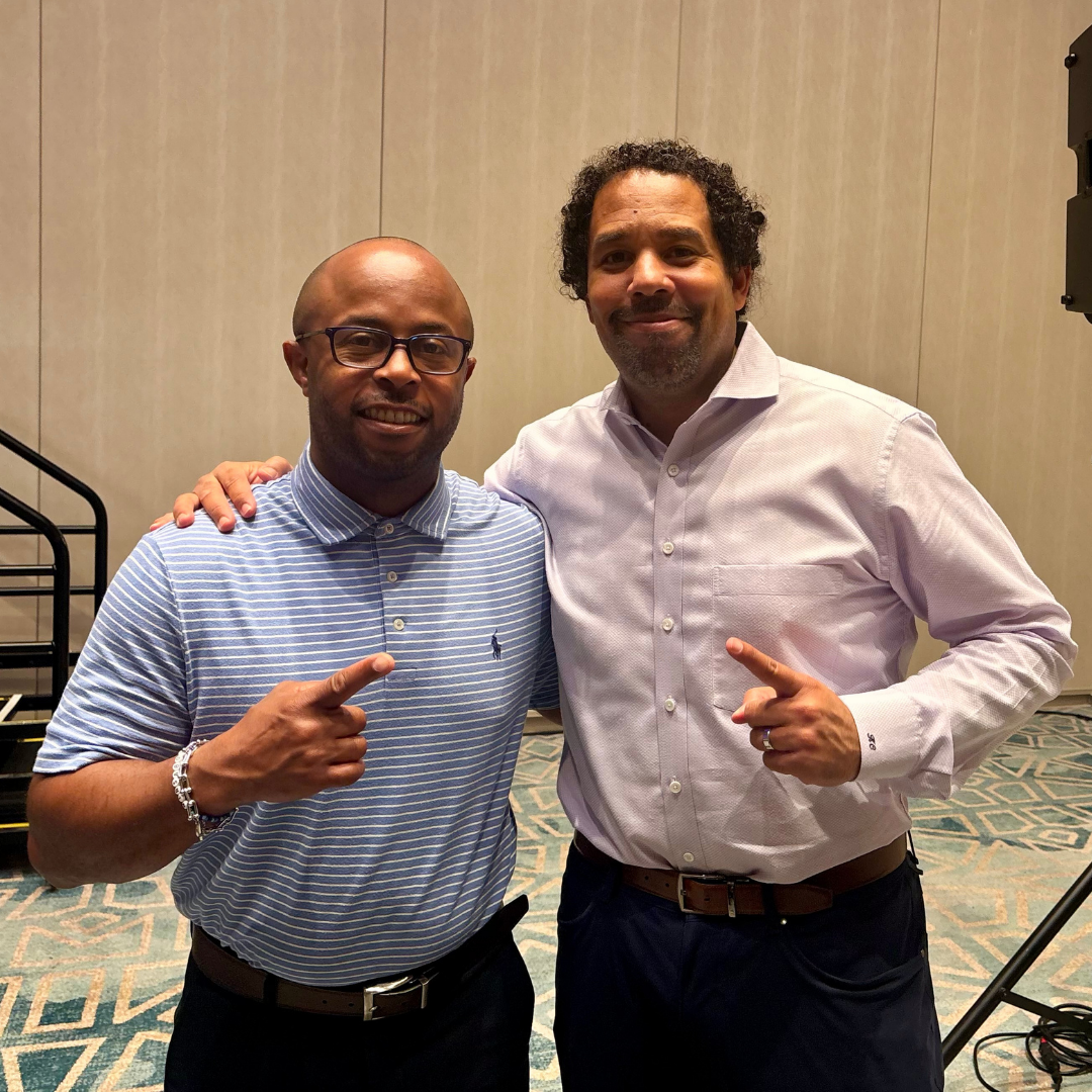 This is Dr. Dexter Shorter standing with Kamal, taking a picture at the 2025 NIRSA Annual Conference.