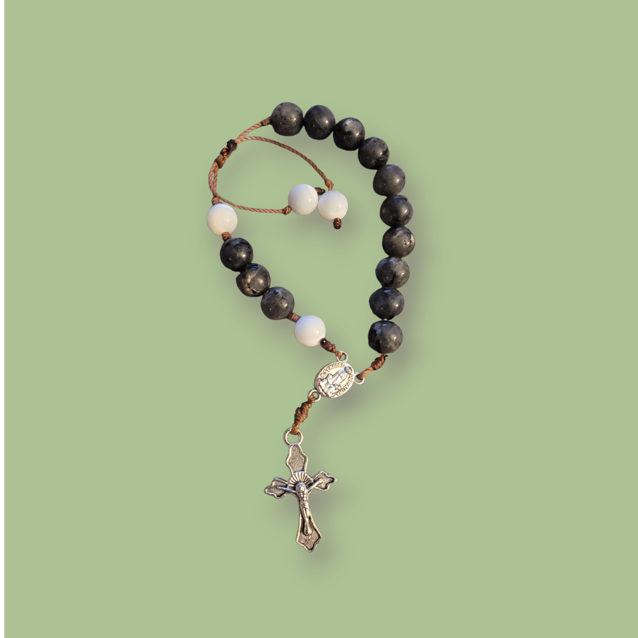 Black Larvikite Rosary Bracelet