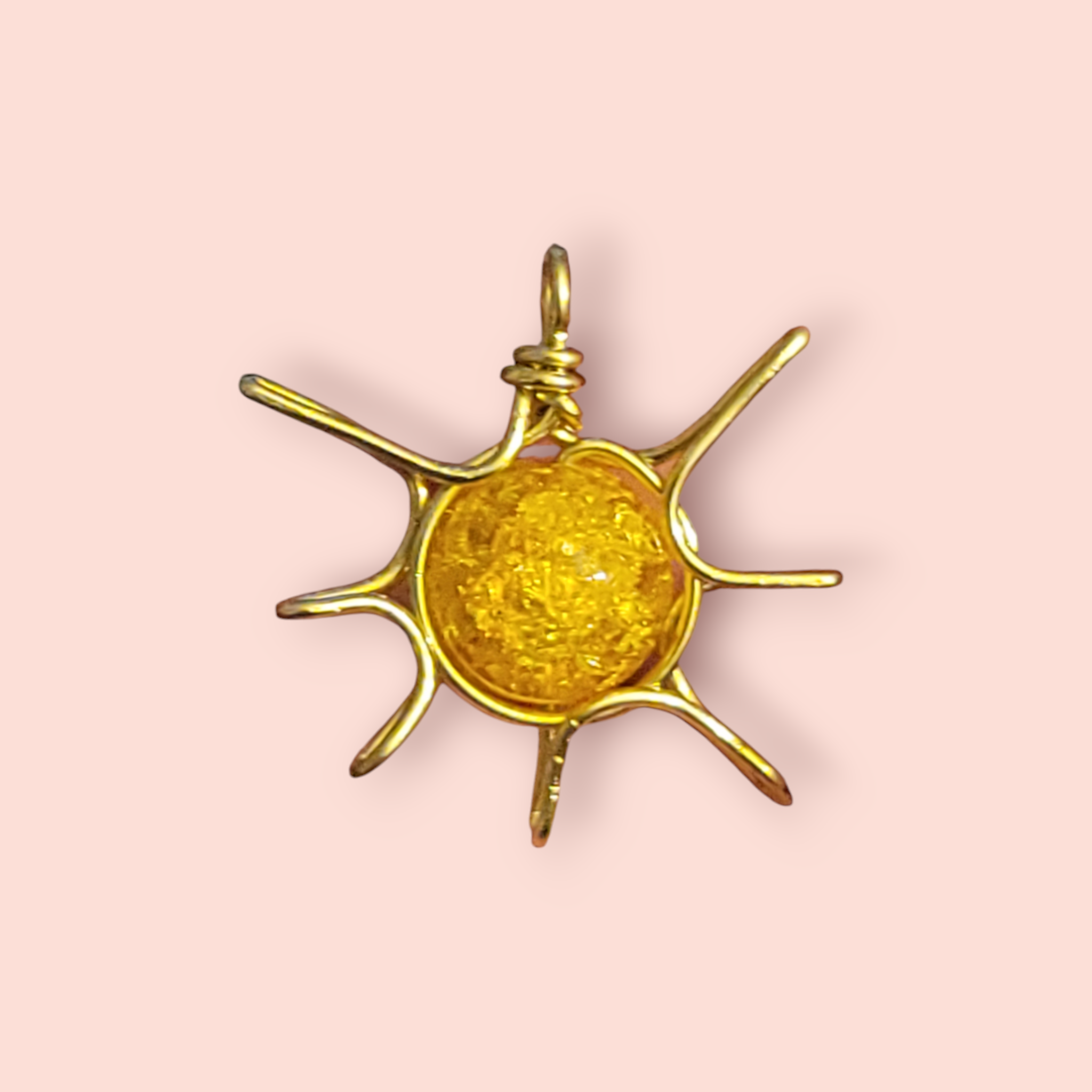Wire Wrapped Bead Sun Pendant
