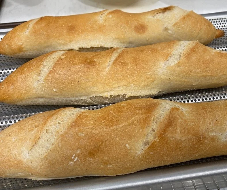 16 hours from start to finish ⏲️ but these golden demi baguettes are so worth it! Crispy, chewy, soft &amp; airy 🥖
🔜 Coming soon to the bakery menu!