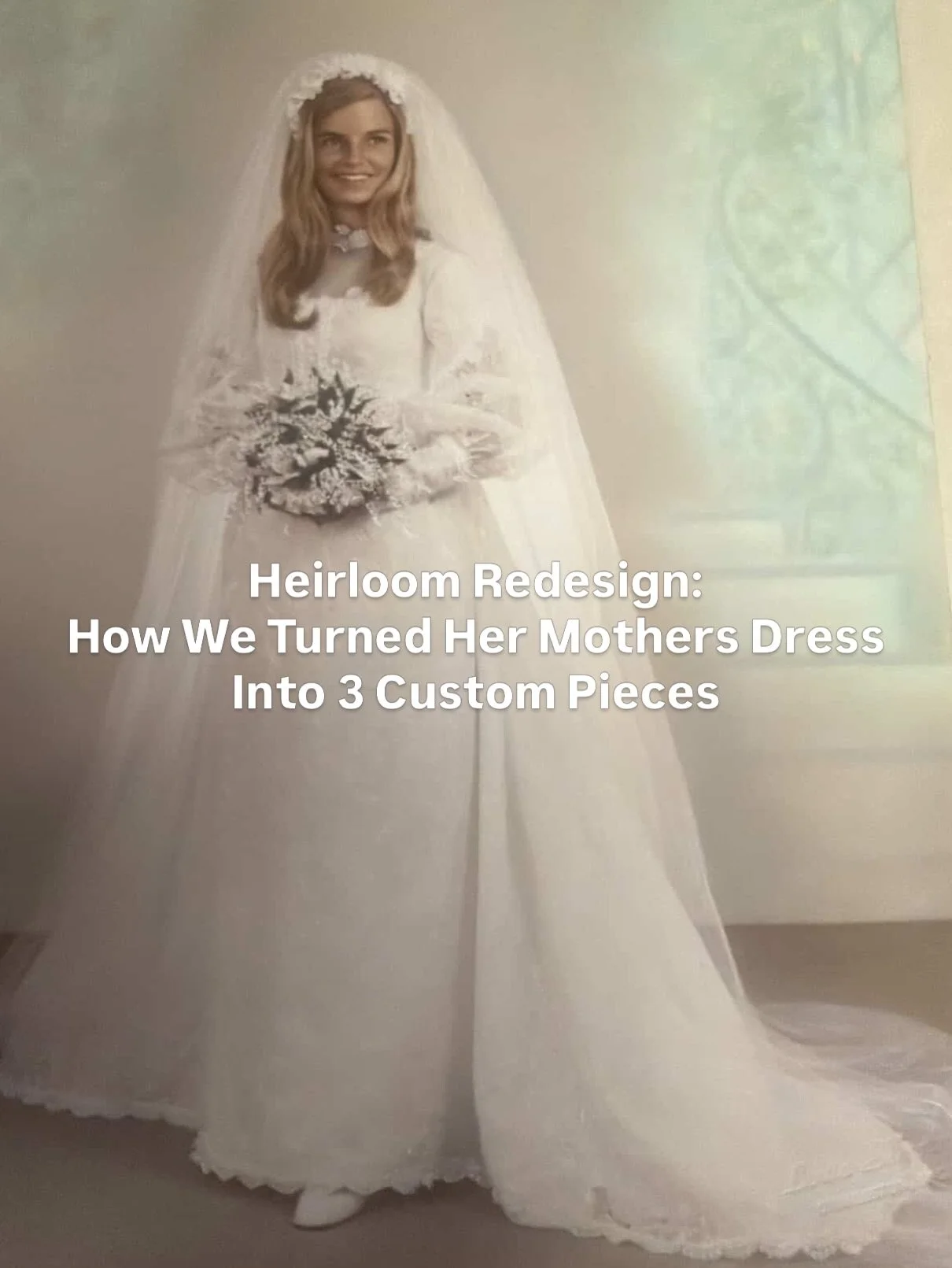 Katherine came to us with her mom&rsquo;s wedding dress and a vision: to carry that love story into her own day in a way that felt personal, modern, and deeply meaningful. Instead of preserving it as-is, we worked together to thoughtfully repurpose t
